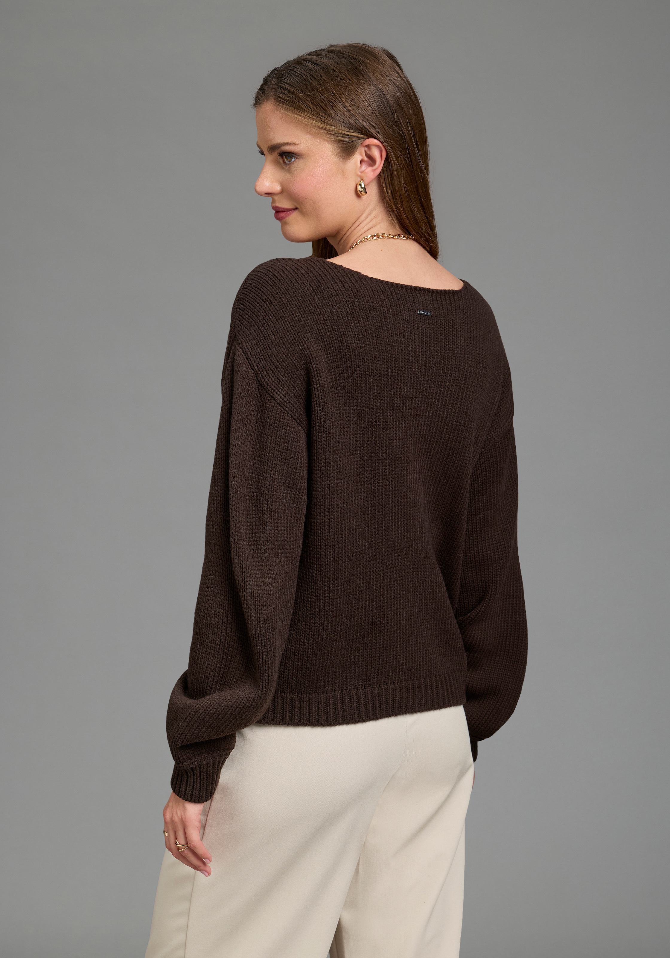 Laura Scott Pull col V »mit moderner Oversize-Passform« en maille grosse