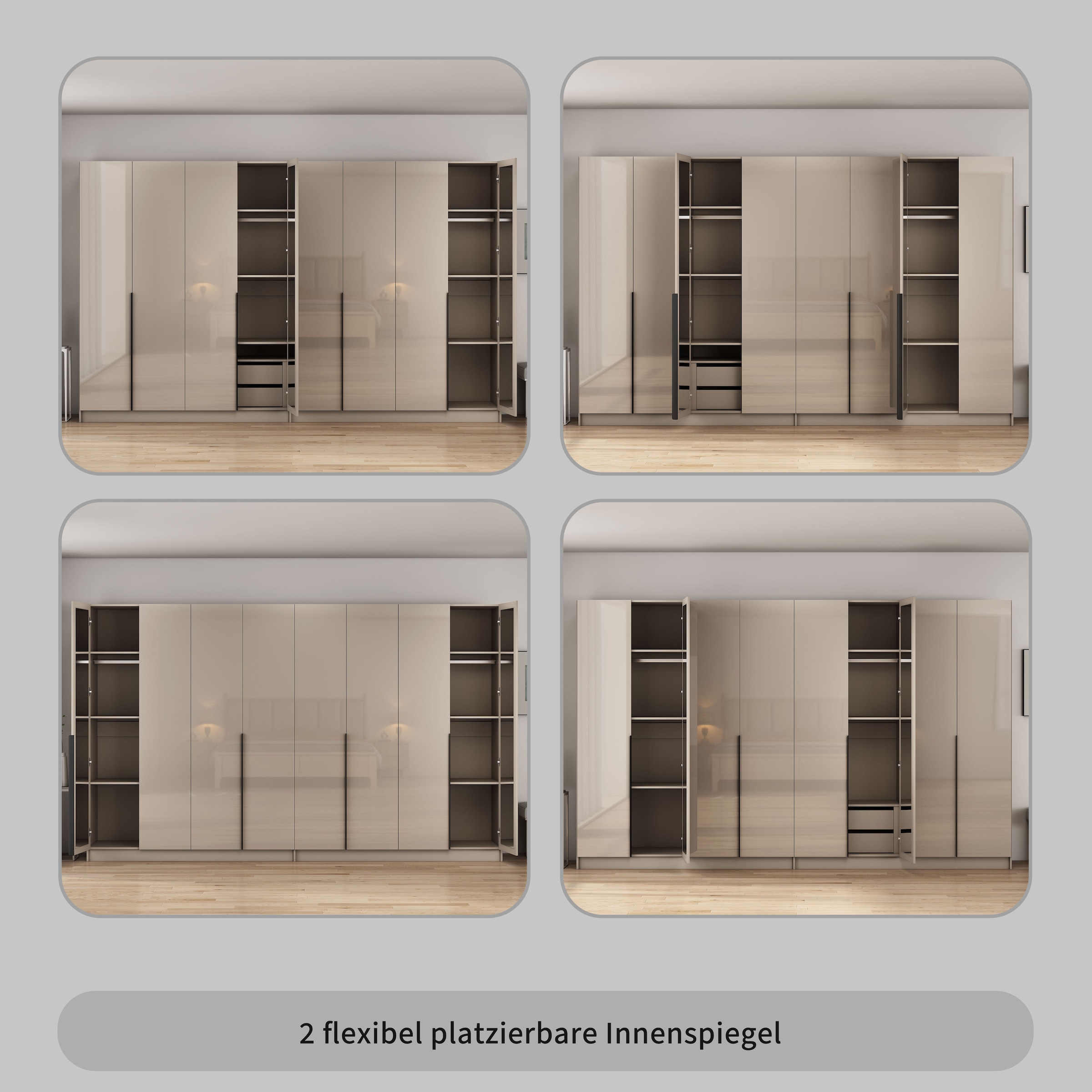 GOODproduct Kleiderschrank »Annor Schlafzimmerschrank Breite 323 cm hochglanz Schrank Garderobe« Drehtürenschrank mit perfekter Innenausstattung - elegante Türgriffe