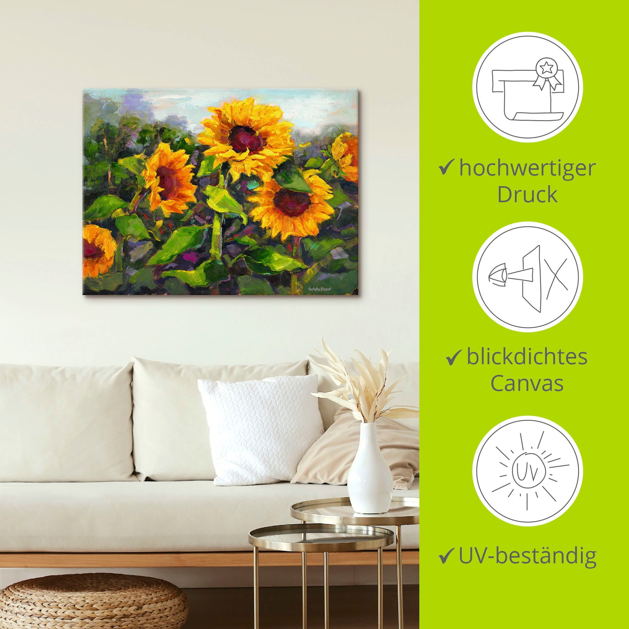 Artland Tableau sur toile »Das Erwachen der Sonnenblumen IV« 1 cuis tlg. auf Holzrahmen gespannt
