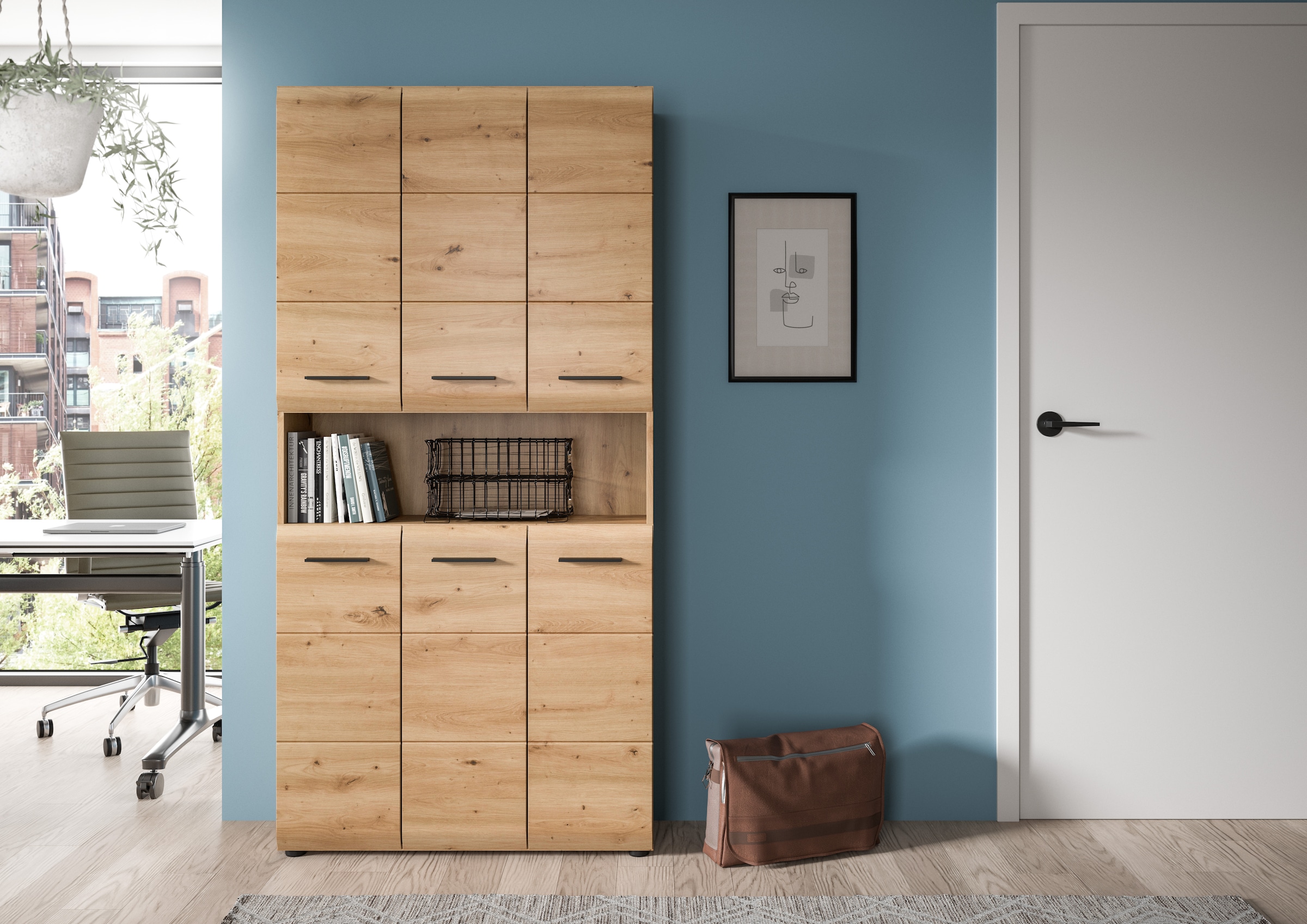 INOSIGN Armoire de rangement 1 cuis tlg. Florenz, Mehrzweckschrank Artisan Oak NB, 185 cm Höhe, Bad