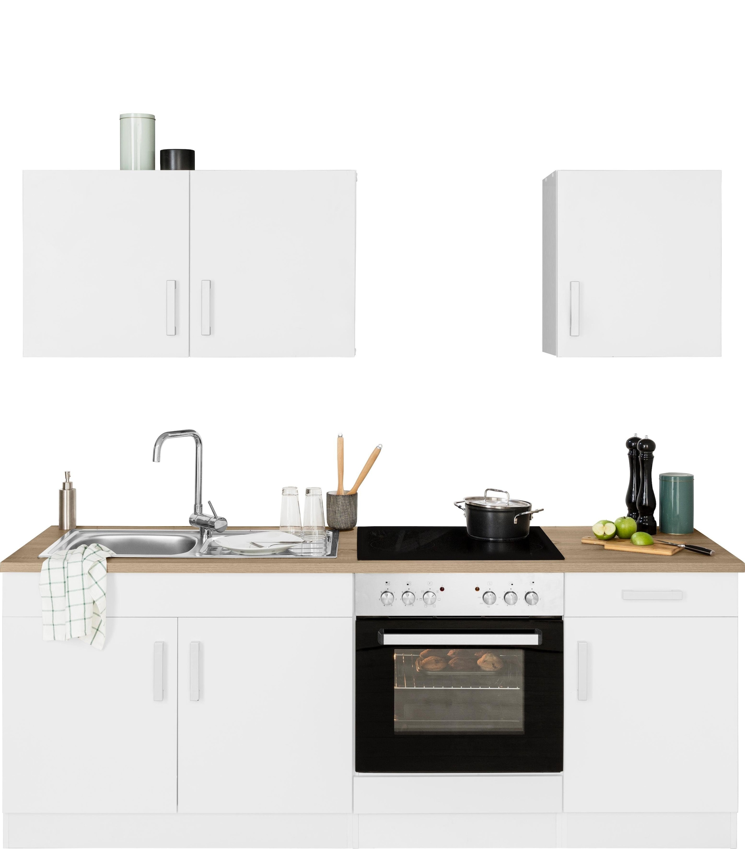 KOCHSTATION Kitchenette »KS-Gera« largeur 210 cm, au choix avec set de cuisinière électrique, avec plan de travail