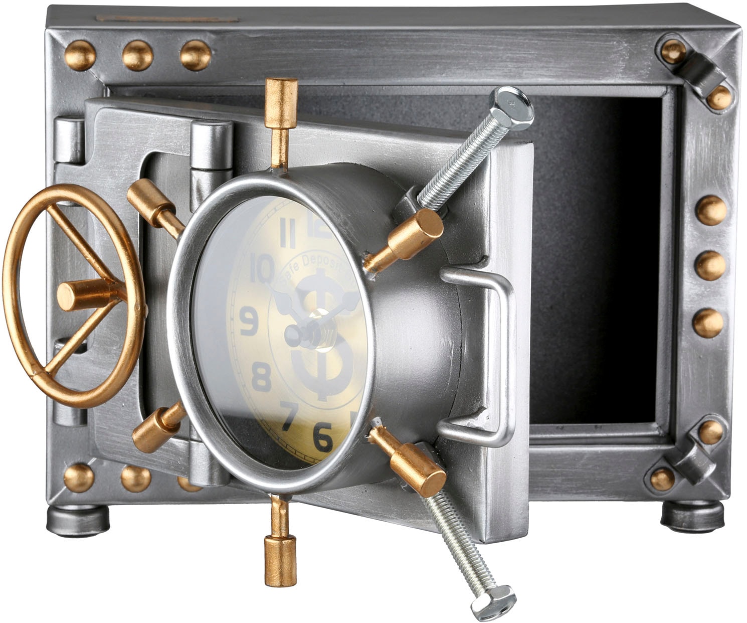 Casablanca by Gilde Horloge de table »Tischuhr/Spardose Tresor  silberfarben H. 17,5 cm«