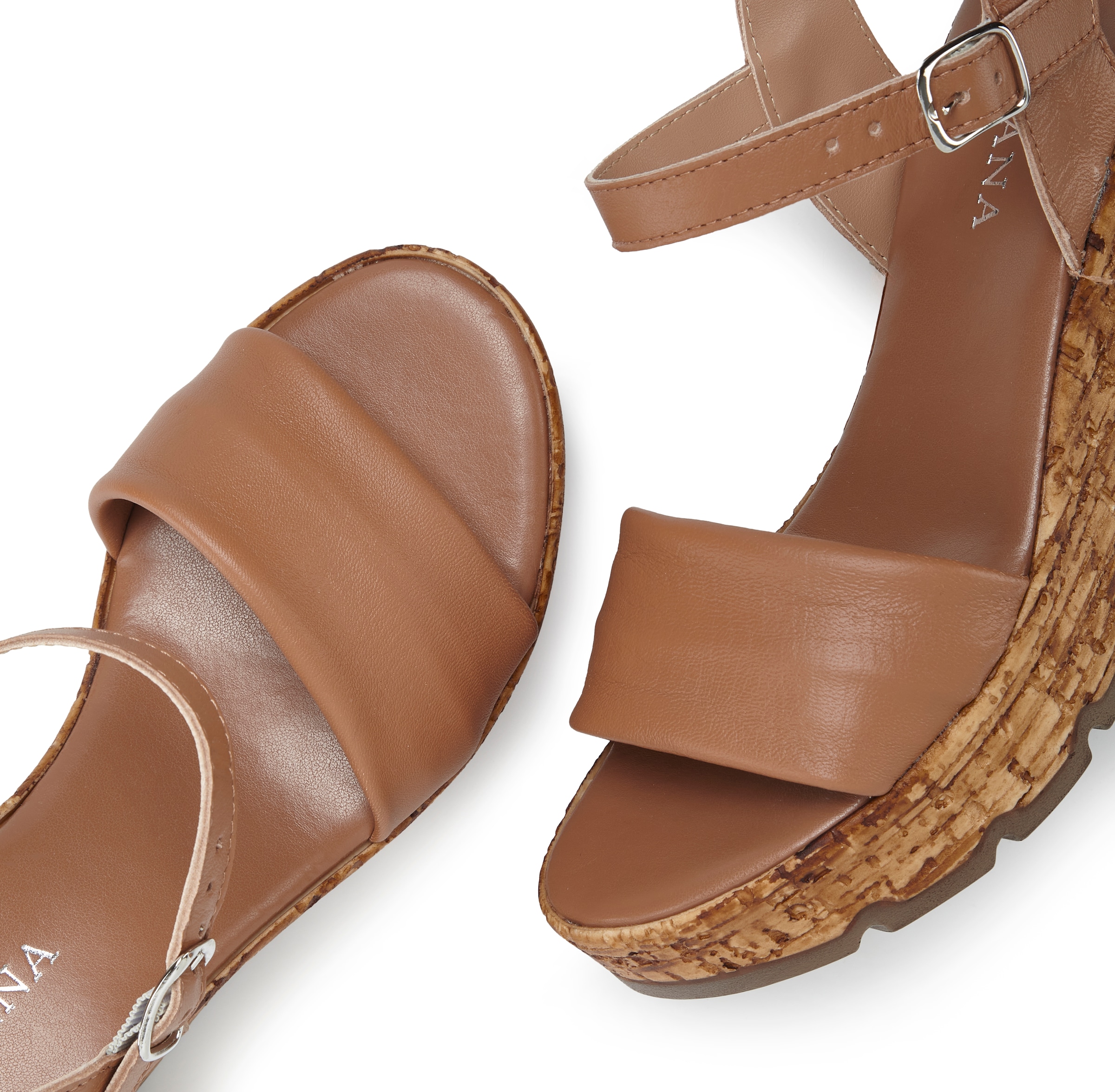 LASCANA Sandales »Sommerschuh, offener Schuh, Sandale, Keilsandalette,«  NOUVEAU en cuir avec talon compensé aspect liège