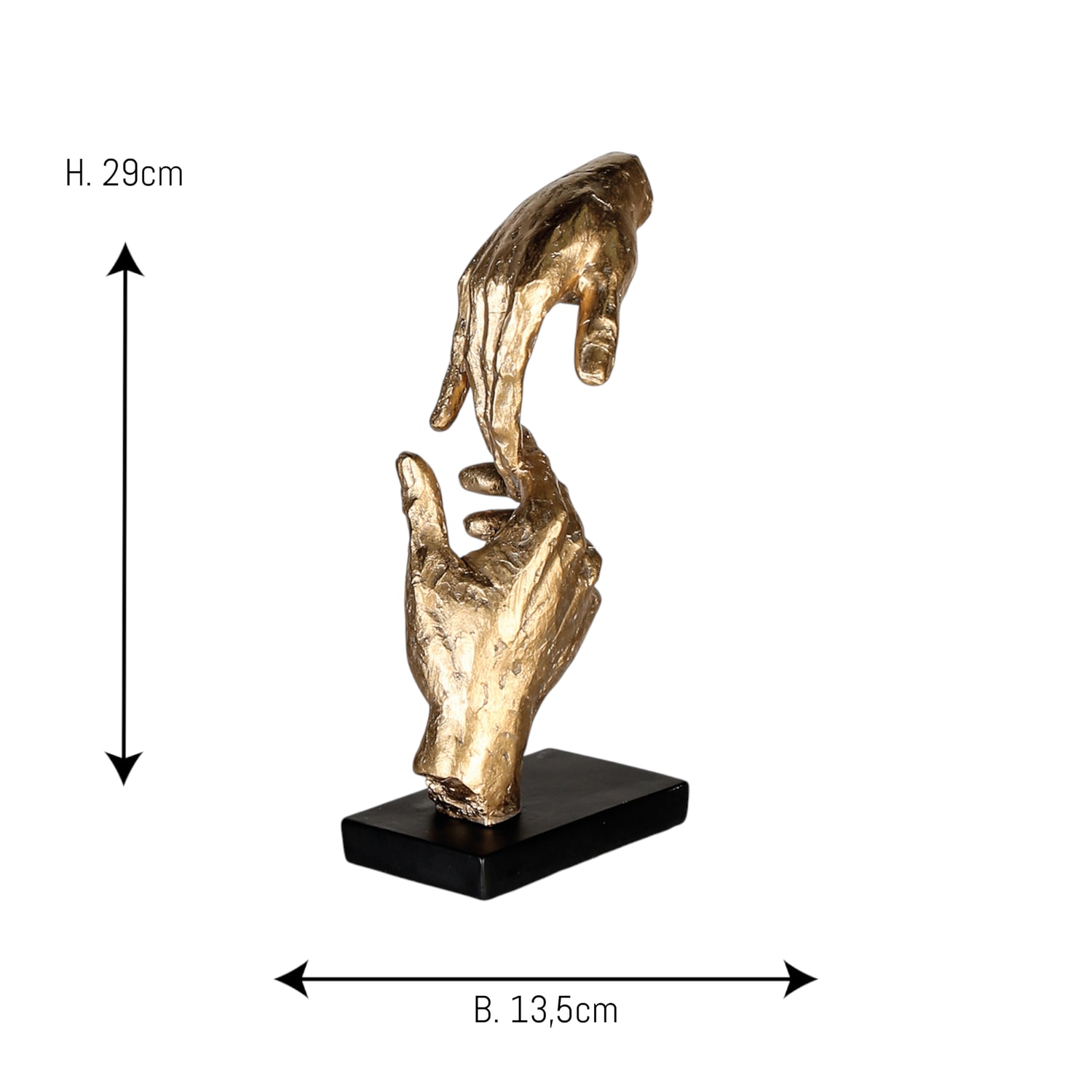 Casablanca by Gilde Figurine de décoration »Skulptur Two Hands, gold/schwarz« objet déco, hauteur 29, mains, avec étiquette à message, salon
