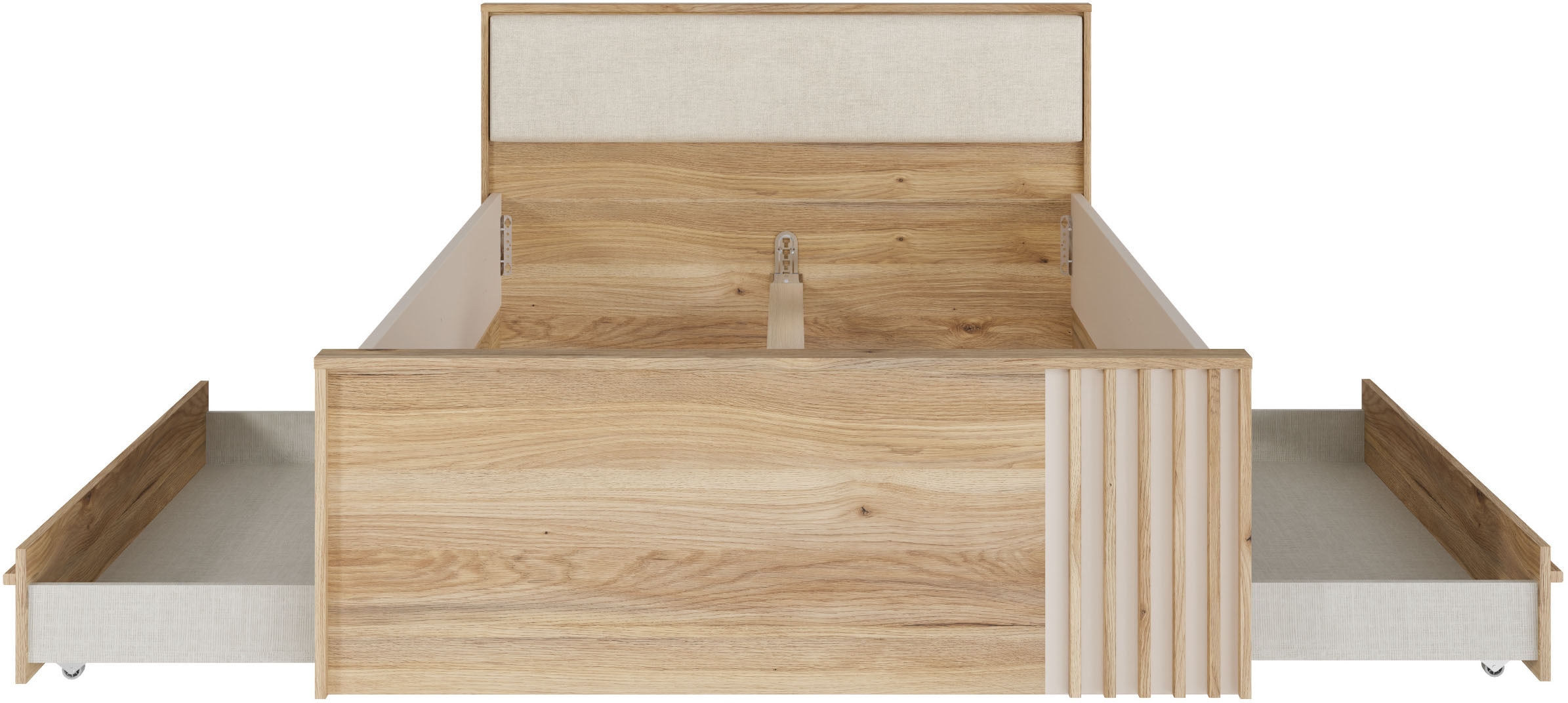 FORTE Lit »Bett mit Stauraum 2 SK, Kopfteil gepolstert« L/H/P 130/84/213 cm, disponible en 2 couleurs