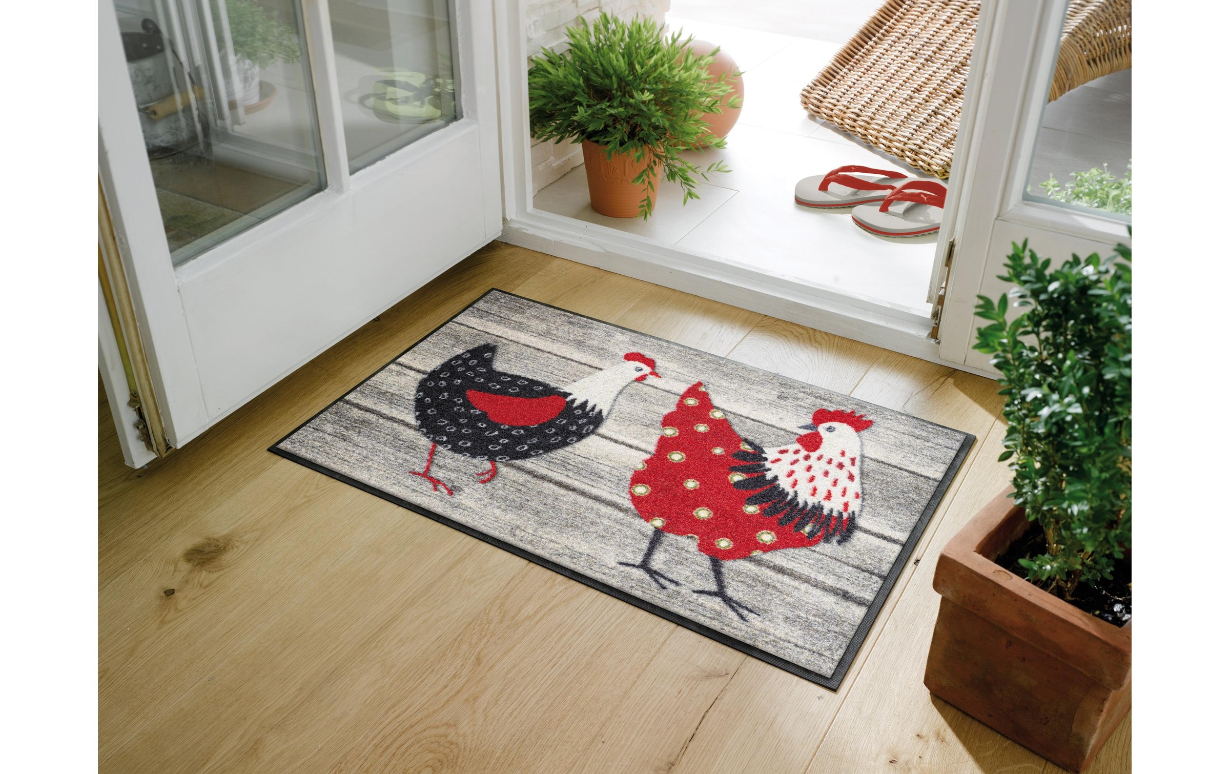 wash+dry by Kleen-Tex Tapis de sol »Chicken Farm Fussmatte« Carré
