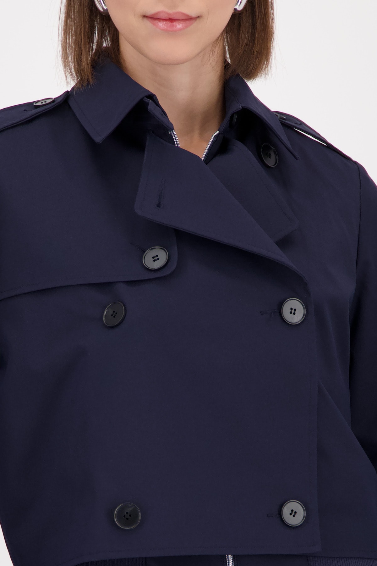 Monari Veste courte »Jacke Trench« ohne Kapuze kurze Form, Regular Fit, typische Schulterklappen