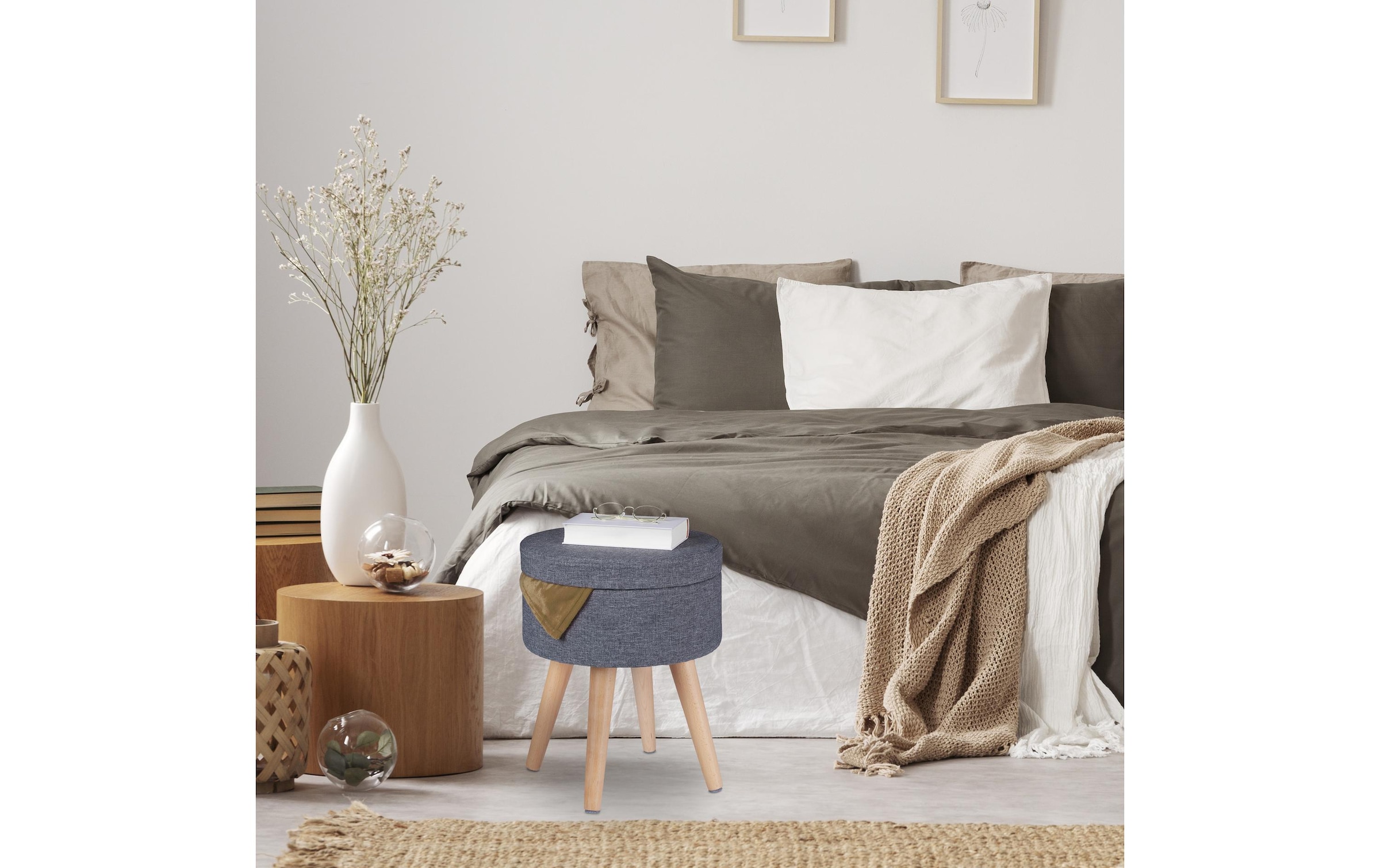 relaxdays Hocker »45.5 x 37 cm« itzhocker mit Tischfunktion