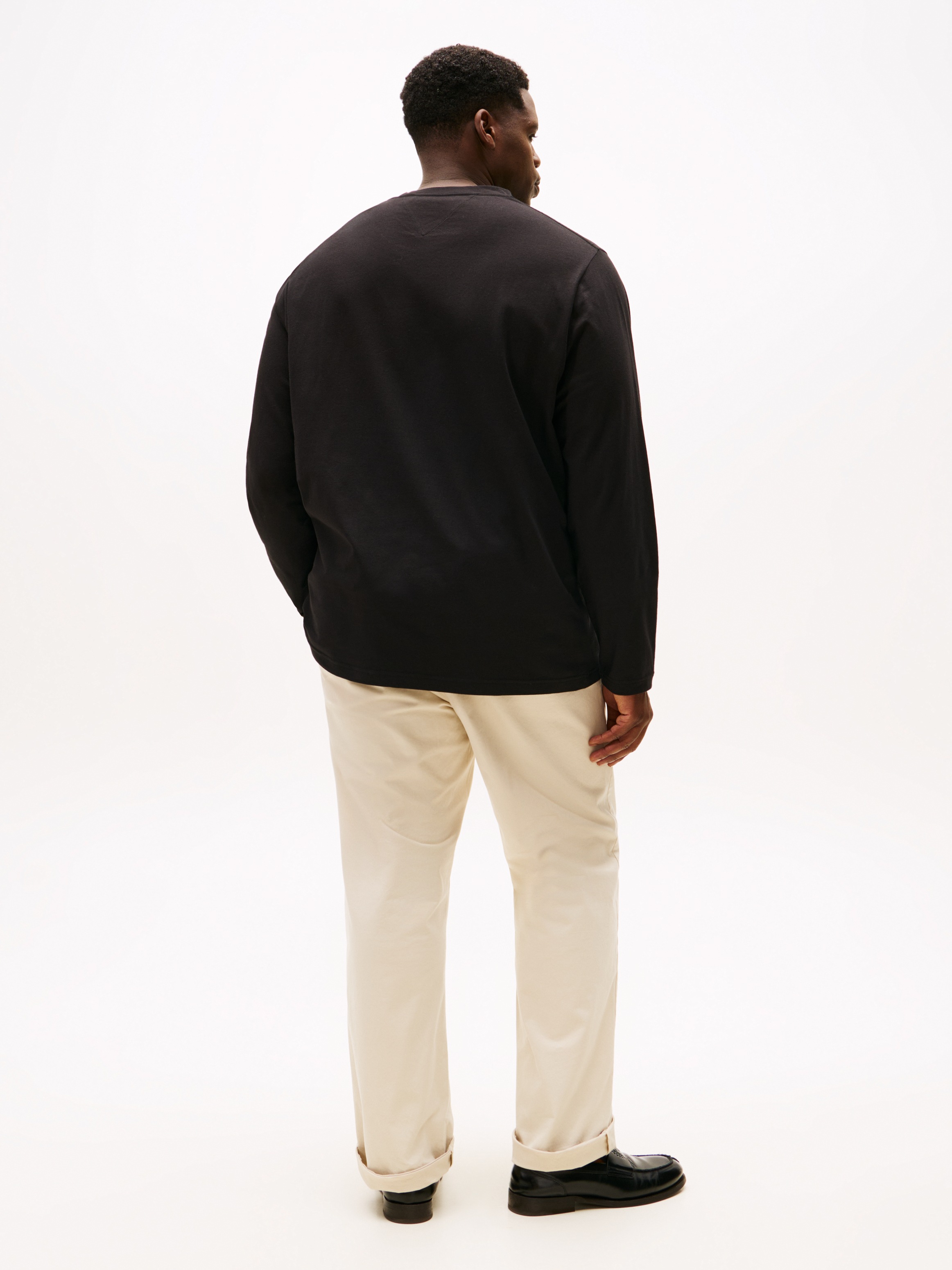 Tommy Hilfiger Big & Tall T-shirt à manches longues »BT-STRETCH SLIM FIT TEE-B mit Rundhals und Logo« uni, décontracté, coupe slim, mélange coton, col rond, grandes tailles