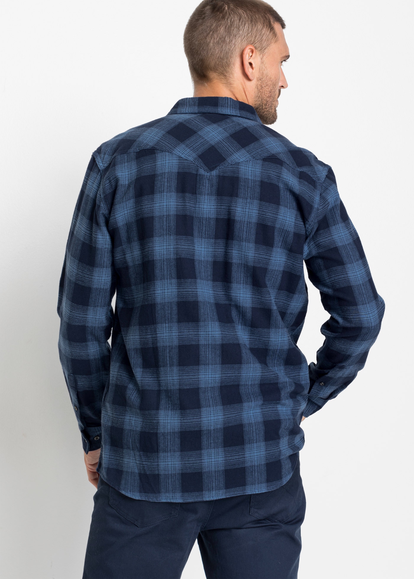 bonprix Chemise en flanelle Regular Fit, en flanelle de coton, à motif carreaux, col Kent