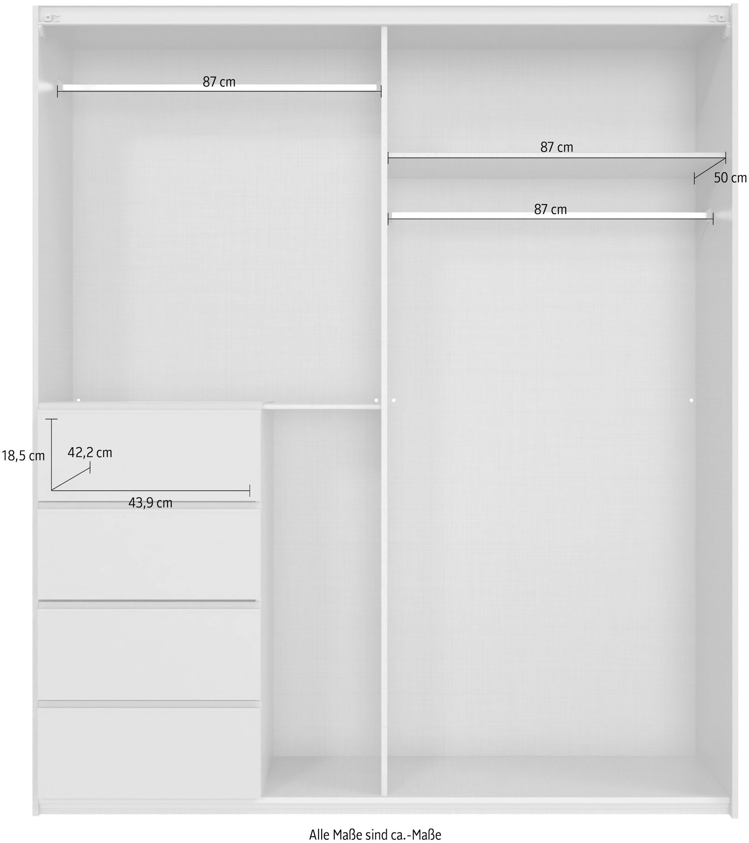 Wimex Schwebetürenschrank »Bali in den Breiten 180cm, 225cm & 270cm, Kleiderschrank mit Spiegel« erhältlich in der Farbe: Kaschmir,  Schrank mit 4 Schubladen