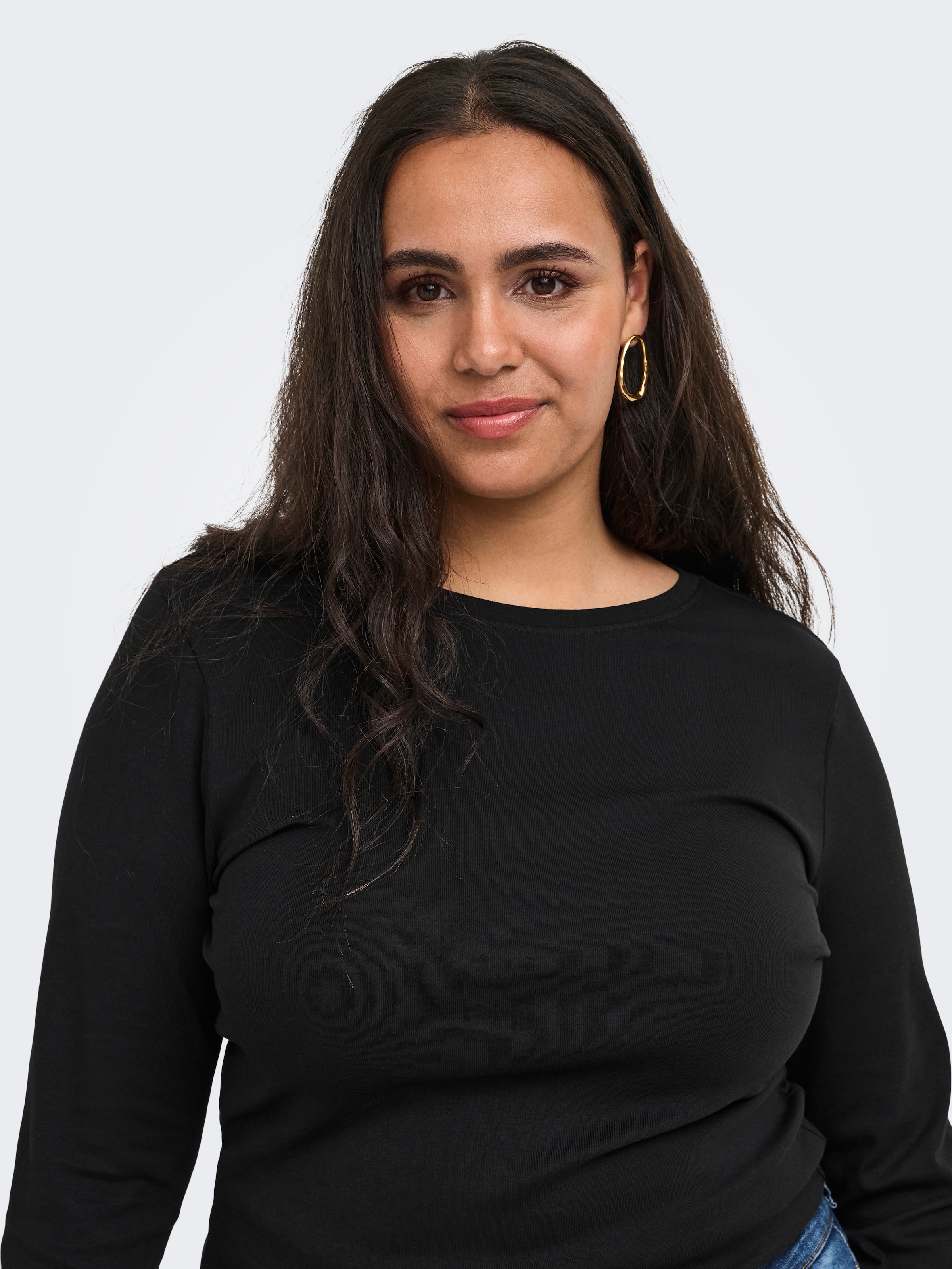 ONLY CARMAKOMA Langarmshirt »CARRILEY O-NECK L/S TOP JRS NOOS« Baumwollmischung