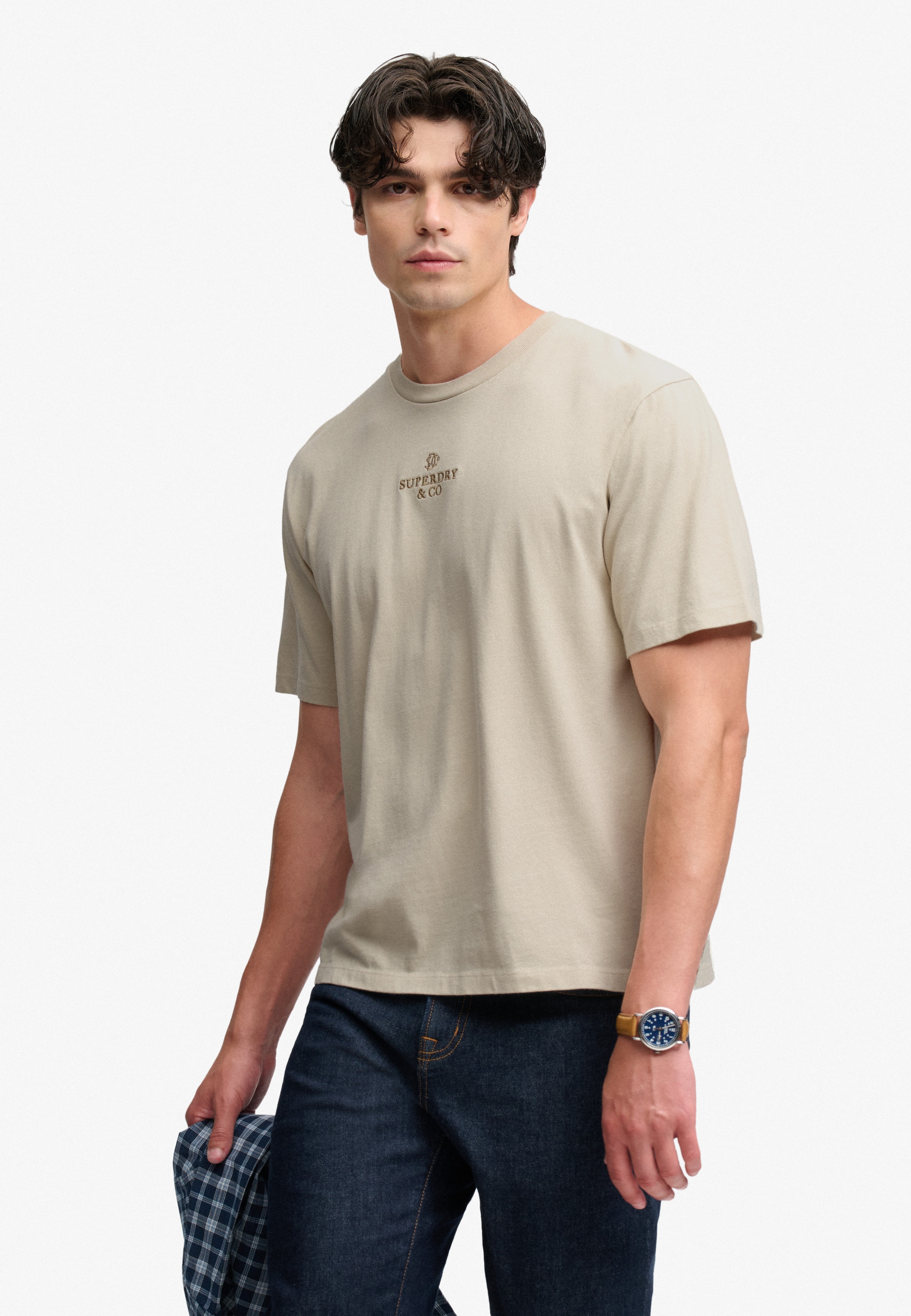 Superdry Shirt à col rond »MICRO LOGO T SHIRT« coton, coupe ample