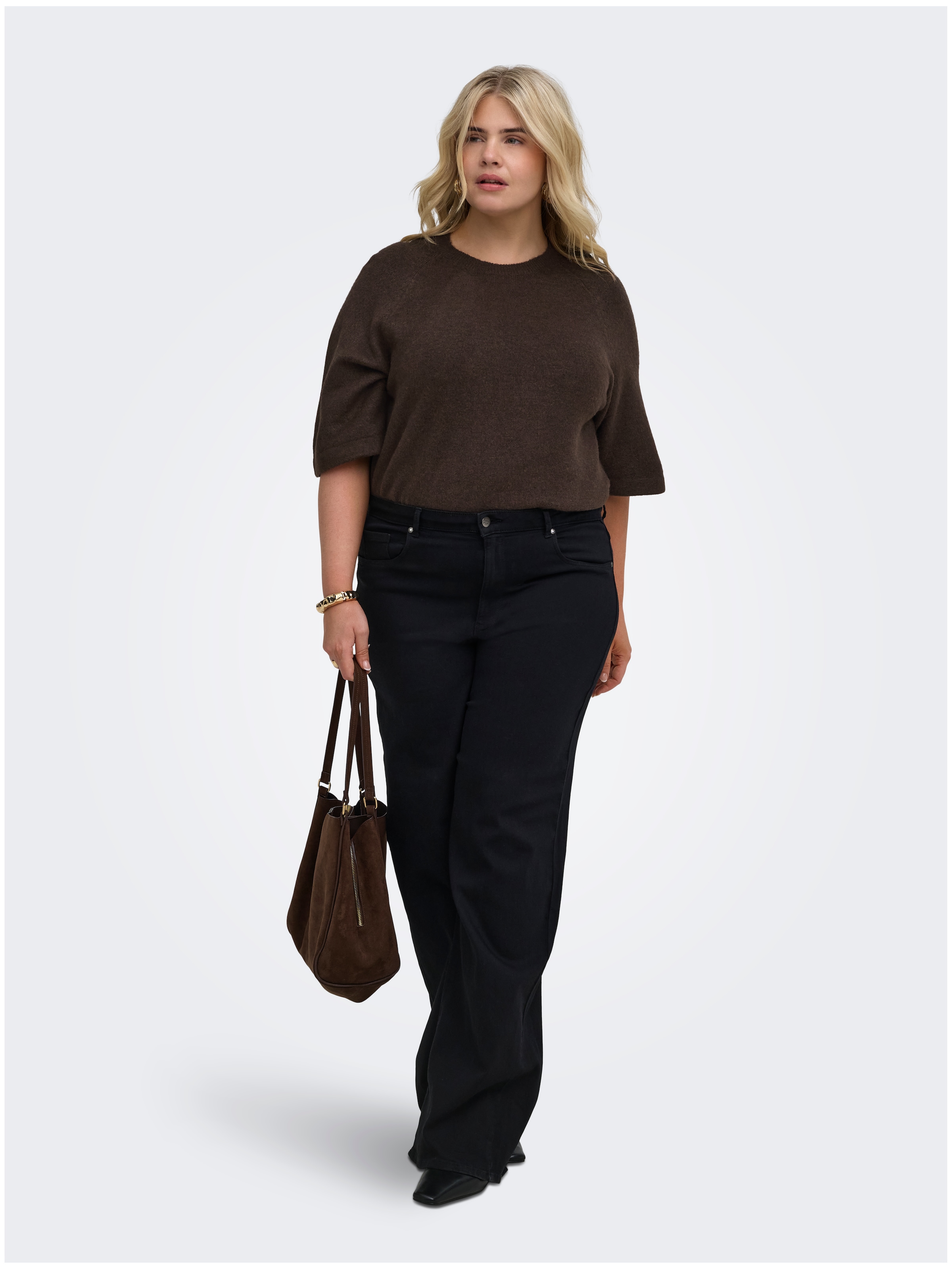 ONLY CARMAKOMA Strickpullover »CARSIMONI 3/4 PULLOVER KNT NOOS« Materialmix, regular fit