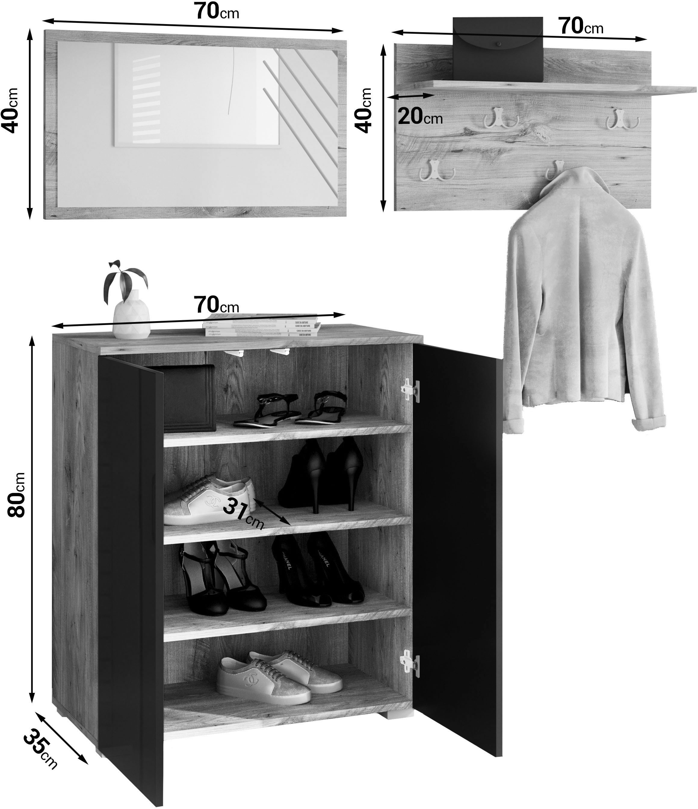 GOODproduct Ensemble de vestiaires »PARIS/ TOKYO« Ensemble complet, 3 cuis tlg.