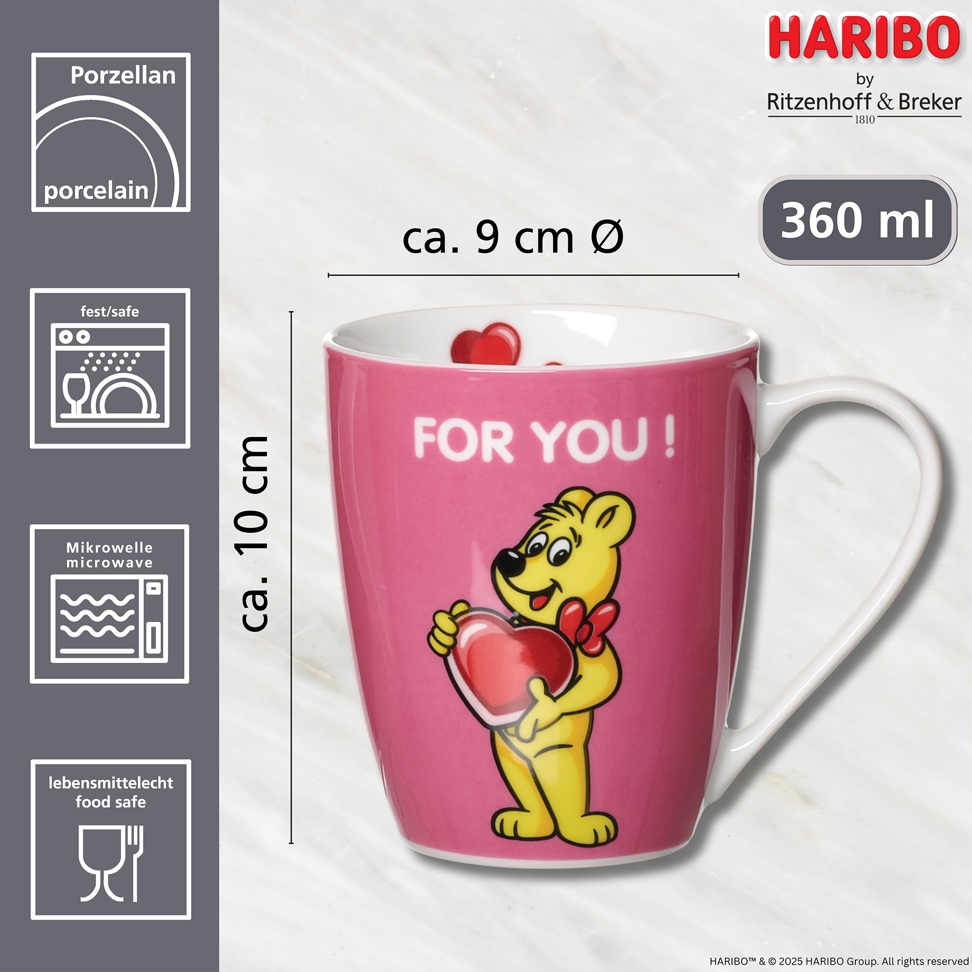 Ritzenhoff & Breker Becher »HARIBO For you, 360 ml« spülmaschinenfest
