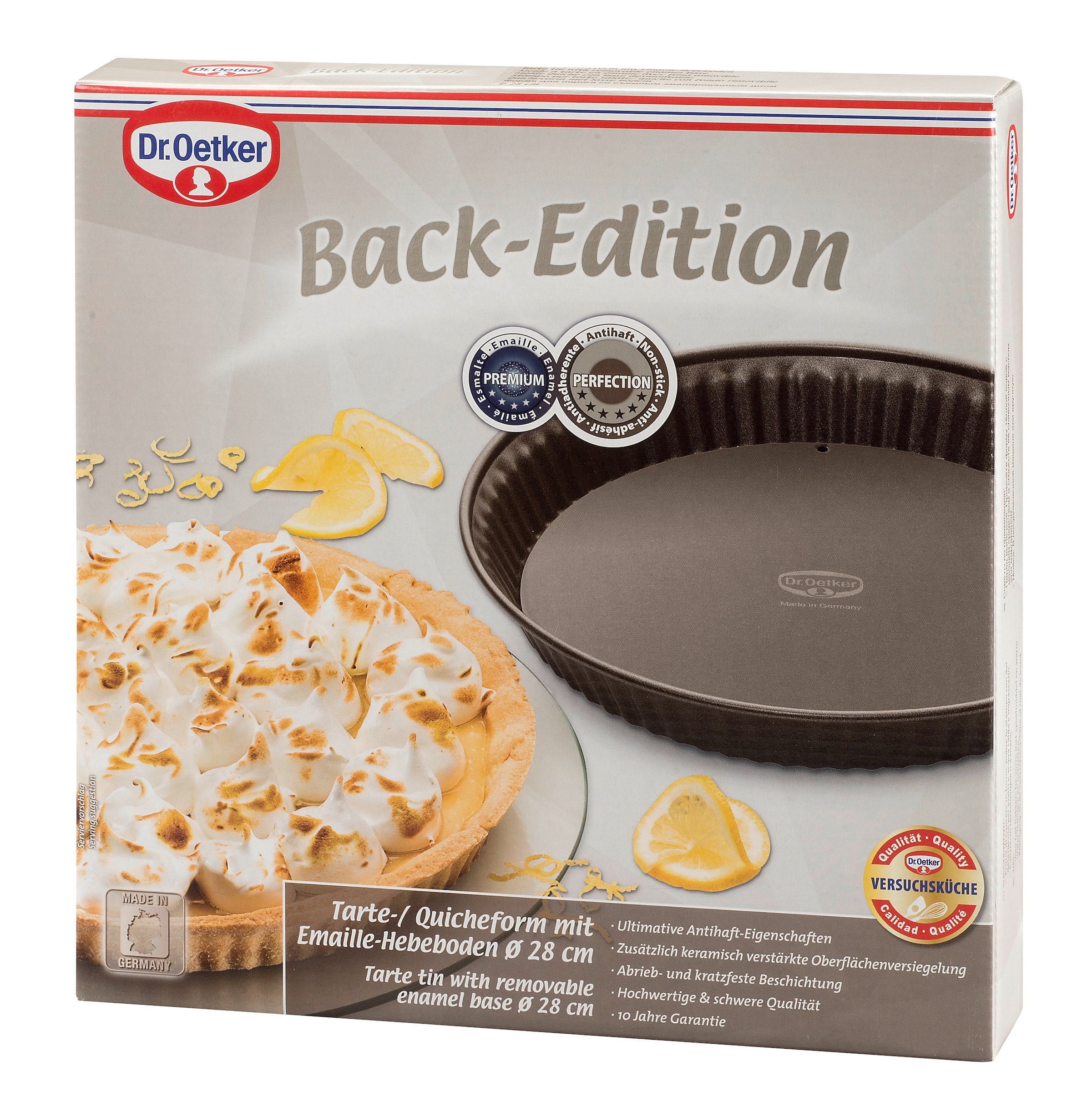 Dr. Oetker Küchenhelfer Moule à tarte »Back-Edition, Quicheform mit Emaille-Hebeboden Ø 28 cm« Antihaft-Beschichtung, schnitt-& kratzfest, hitzebeständig bis 230°C