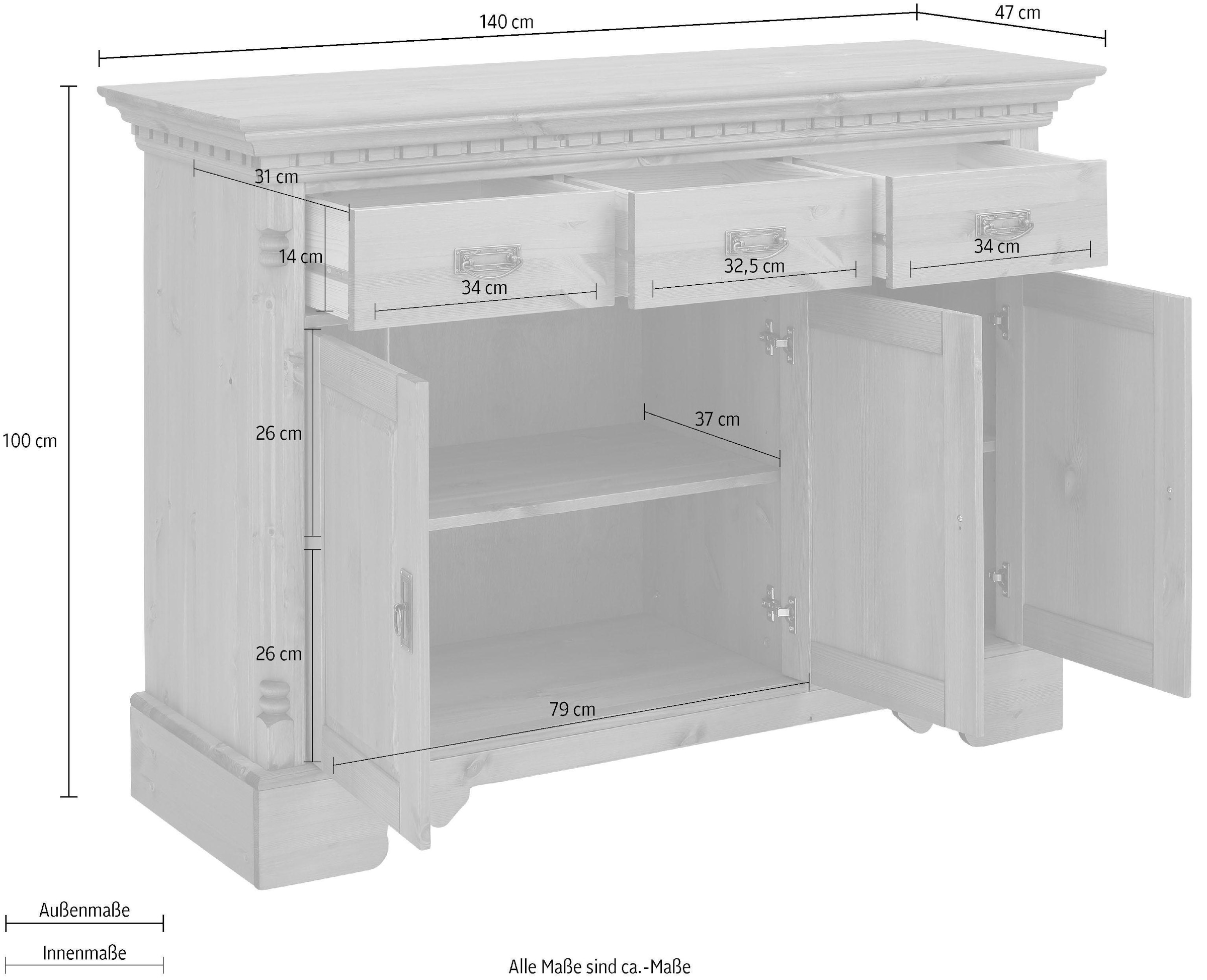 GOODproduct Sideboard »Milan« Kommode, Breite 140 cm