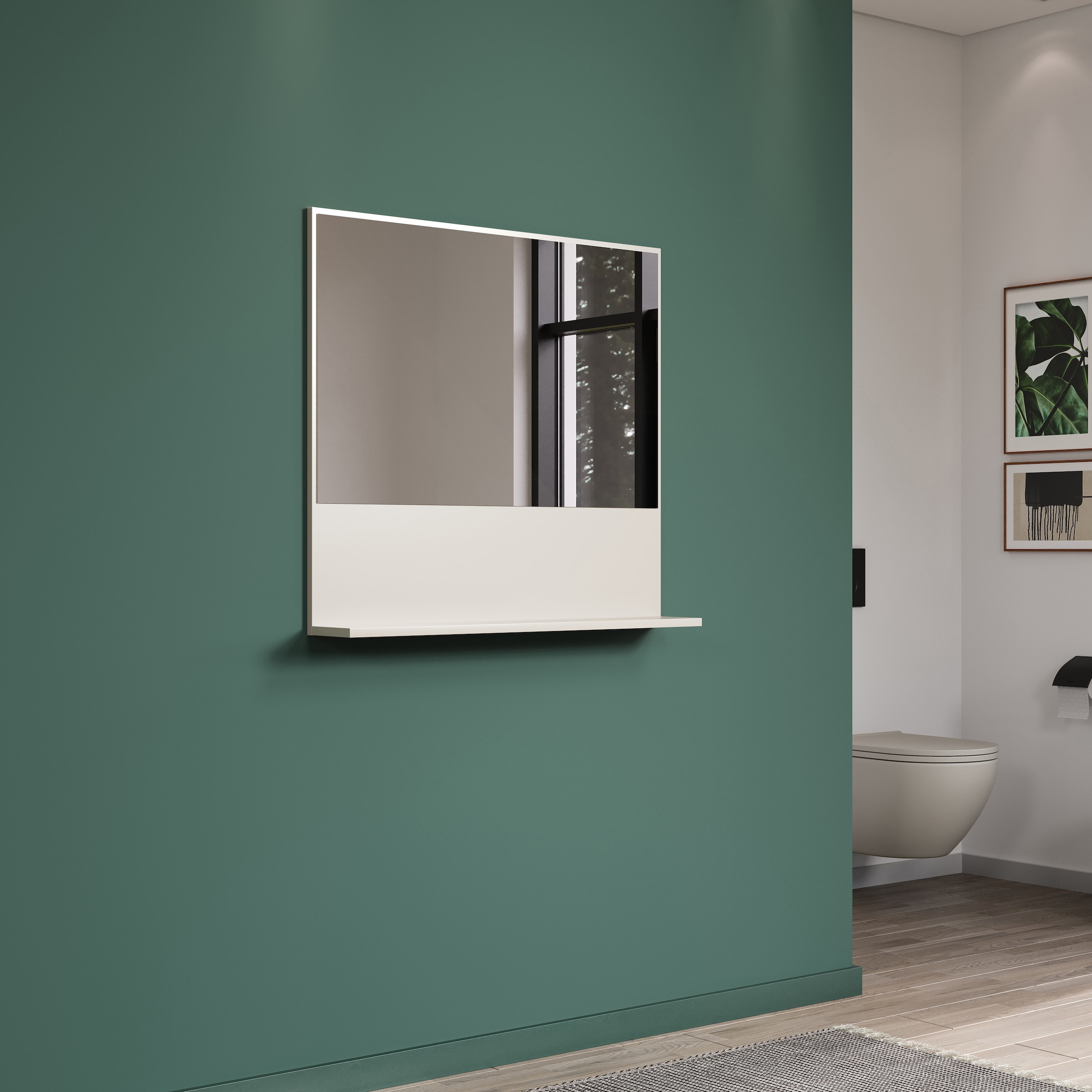 welltime Miroir mural »San Pedro« Kompakter Badspiegel mit Ablagefläche – Masse (B/T/H) 80/14/74 cm