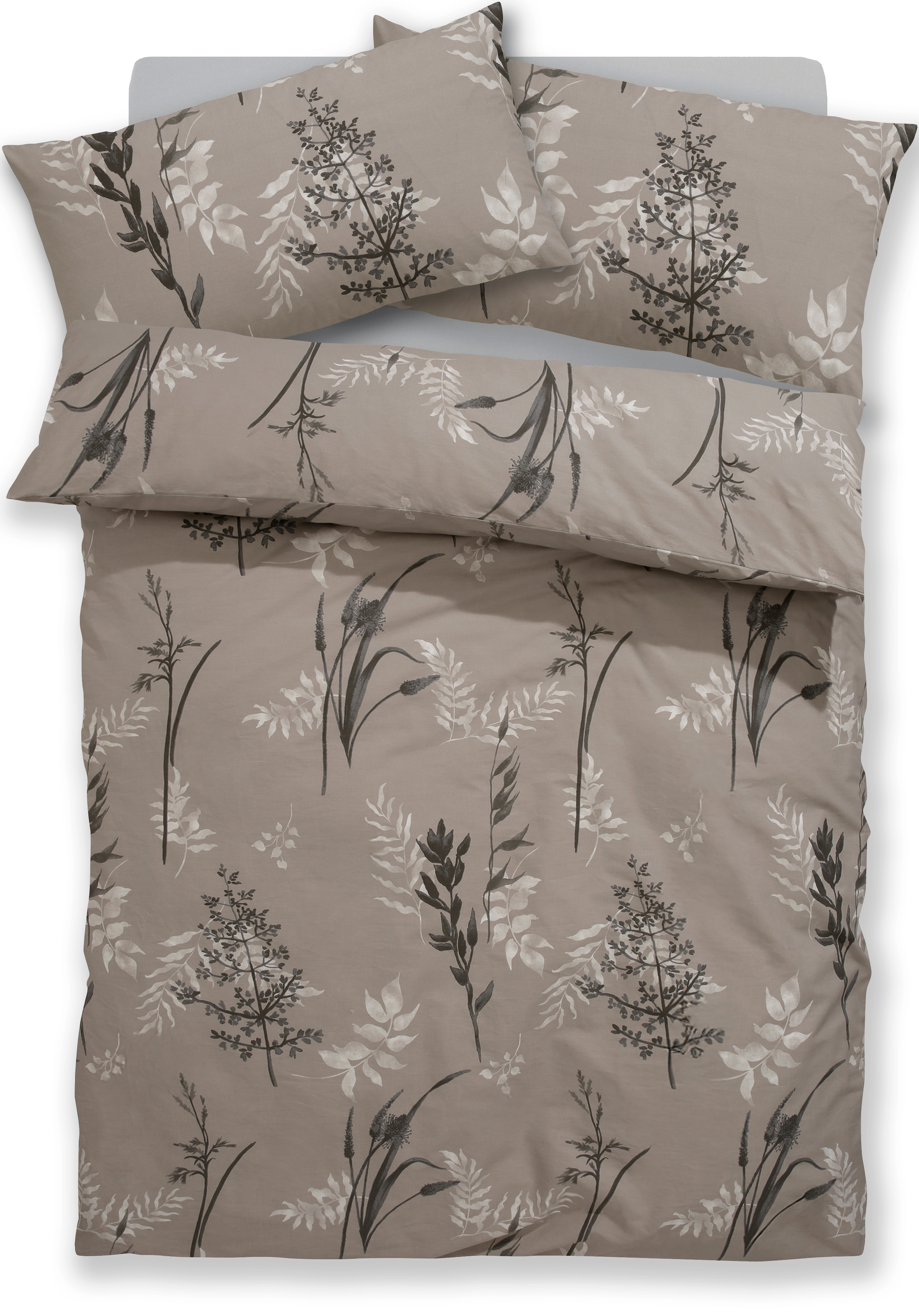 BIERBAUM Bettwäsche »Hellena« 2 Stk. in Gr. 135x200 oder 155x220 cm, 100% Baumwolle, Gräser