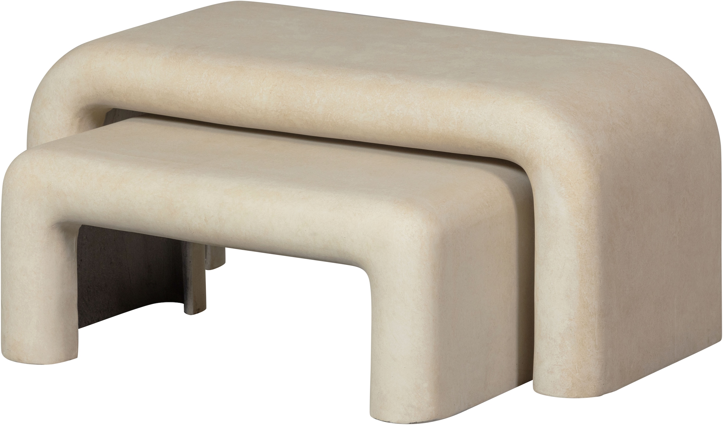 WOOOD Couchtisch »Stani 2-tlg. aus Fiberclay in Betonoptik 92x42x40 / 67x24x30 cm« Set, 2 Stk. tlg. Tragkraft 15 kg pro Einheit, nur für den Innenbereich geeignet