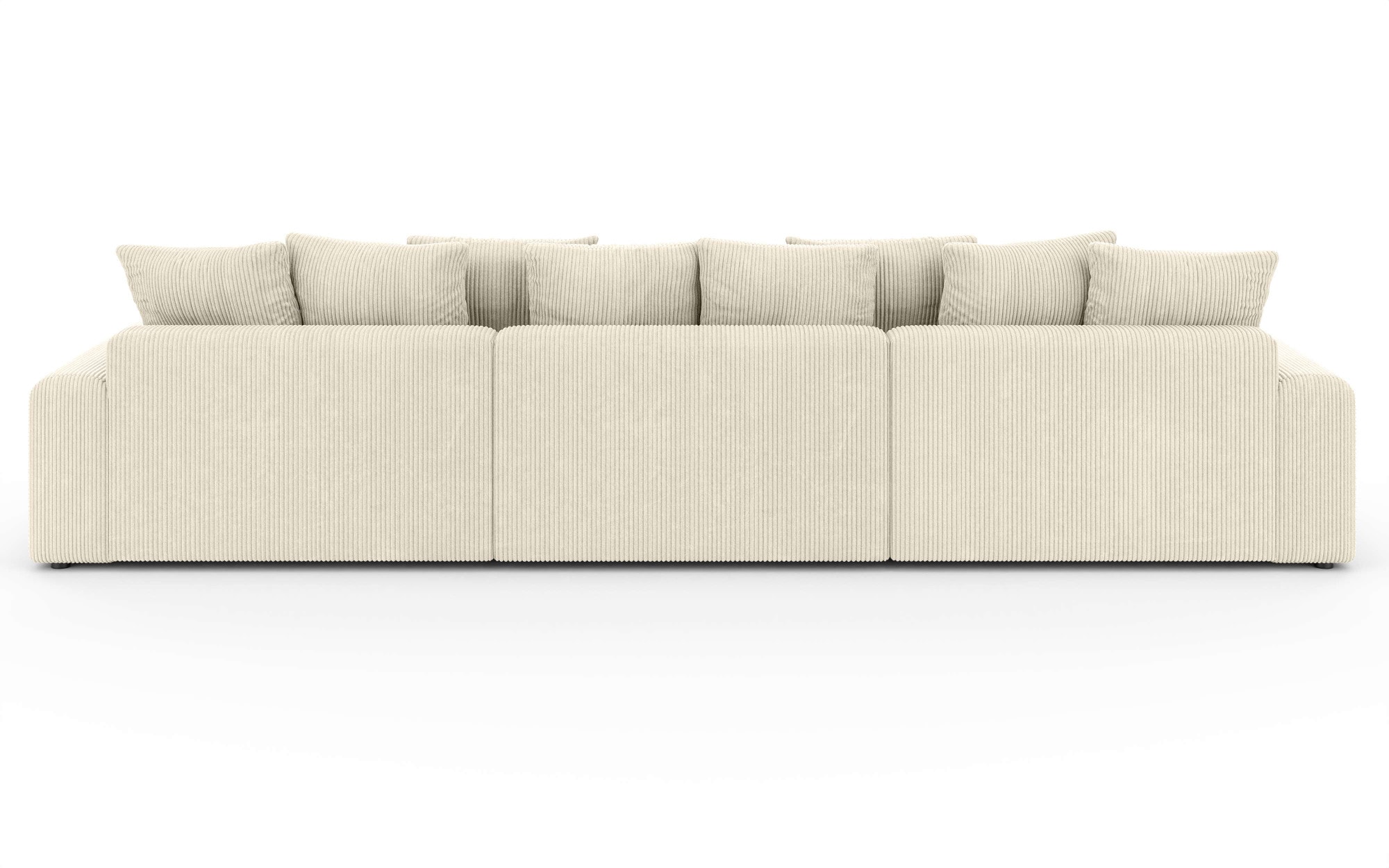 Home affaire Wohnlandschaft »LAKESIDE mit Bettfunktion und Bettkasten, Masse B/T/H: 332,5/142/84 cm« U‑Form mit vielen Kissen und Wellenunterfederung