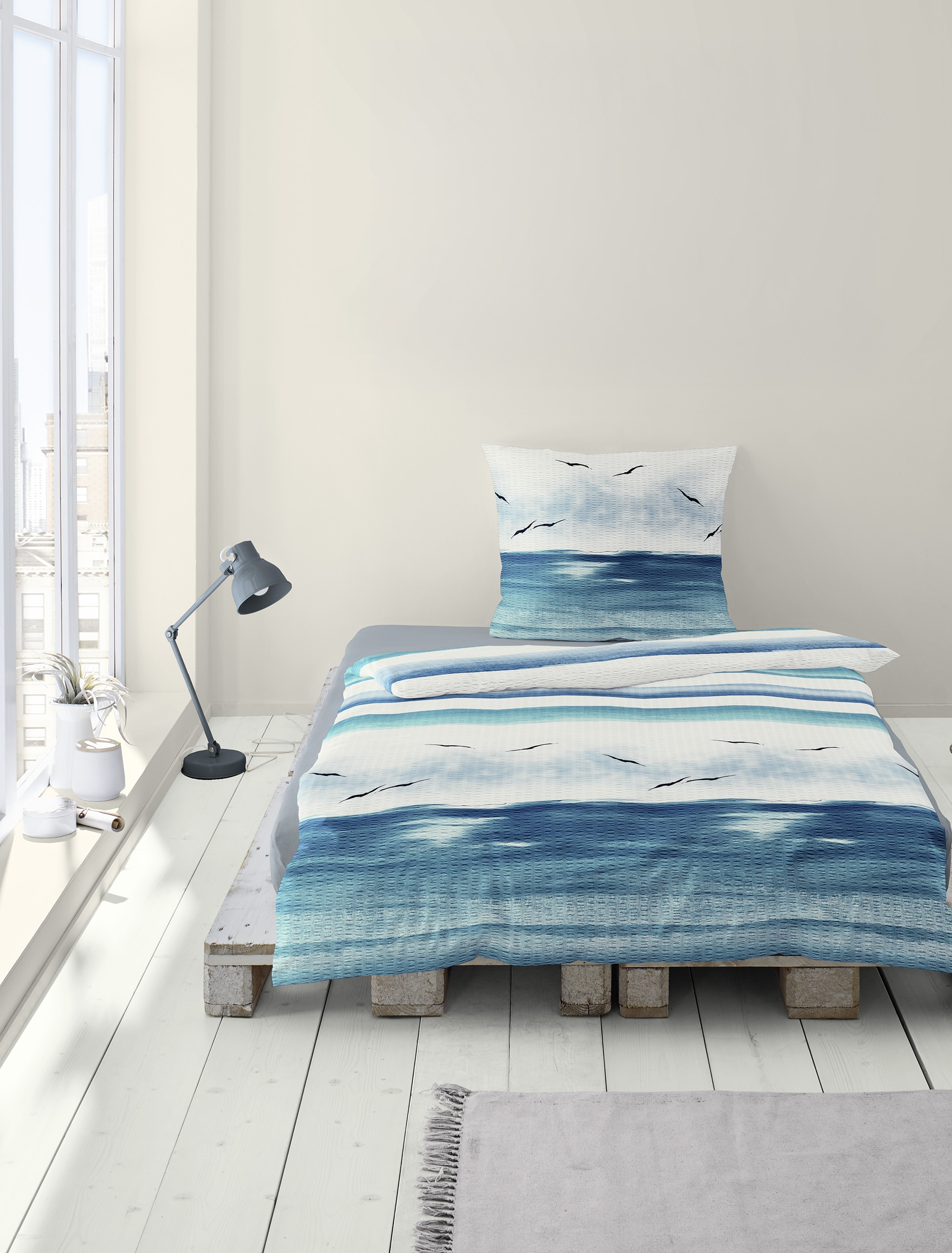 BIERBAUM Bettwäsche »Bettwäsche 3333« 2 Seersucker, 100  % Baumwolle, pflegeleicht, bügelfrei, kühlend