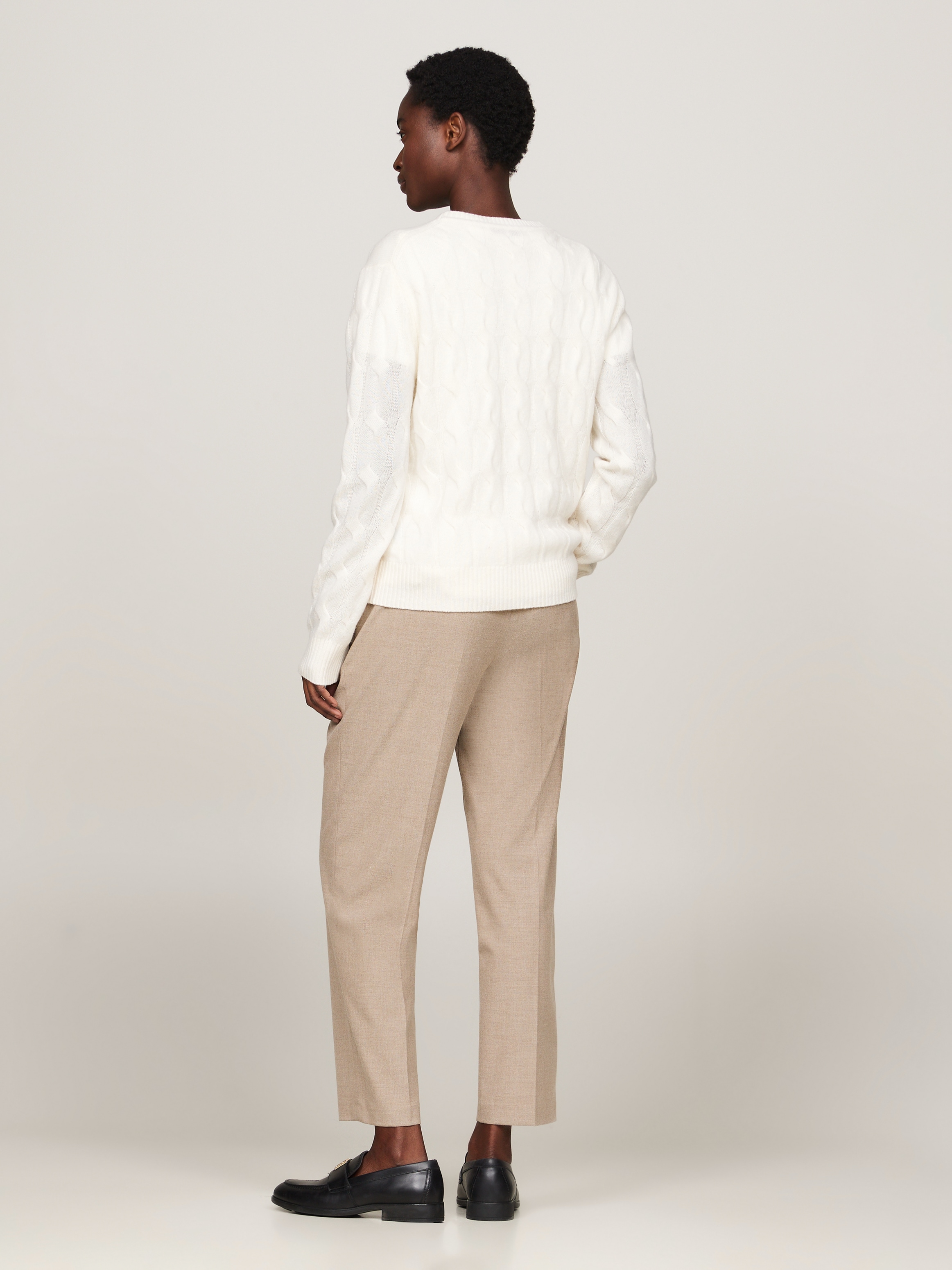 Tommy Hilfiger Strickpullover »SOFT WOOL CABLE C-NK« mit Zopfmuster, aus reiner Wolle