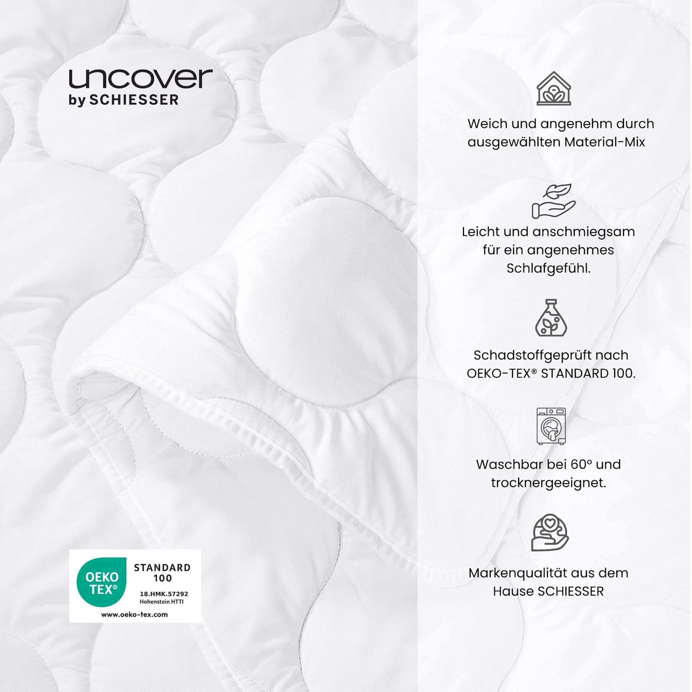 uncover by SCHIESSER Couette microfibre »Chelsea aus pflegeleichter Mikrofaser, individuell anpassbare Füllung« normal 1 cuis tlg. en fibres creuses siliconées