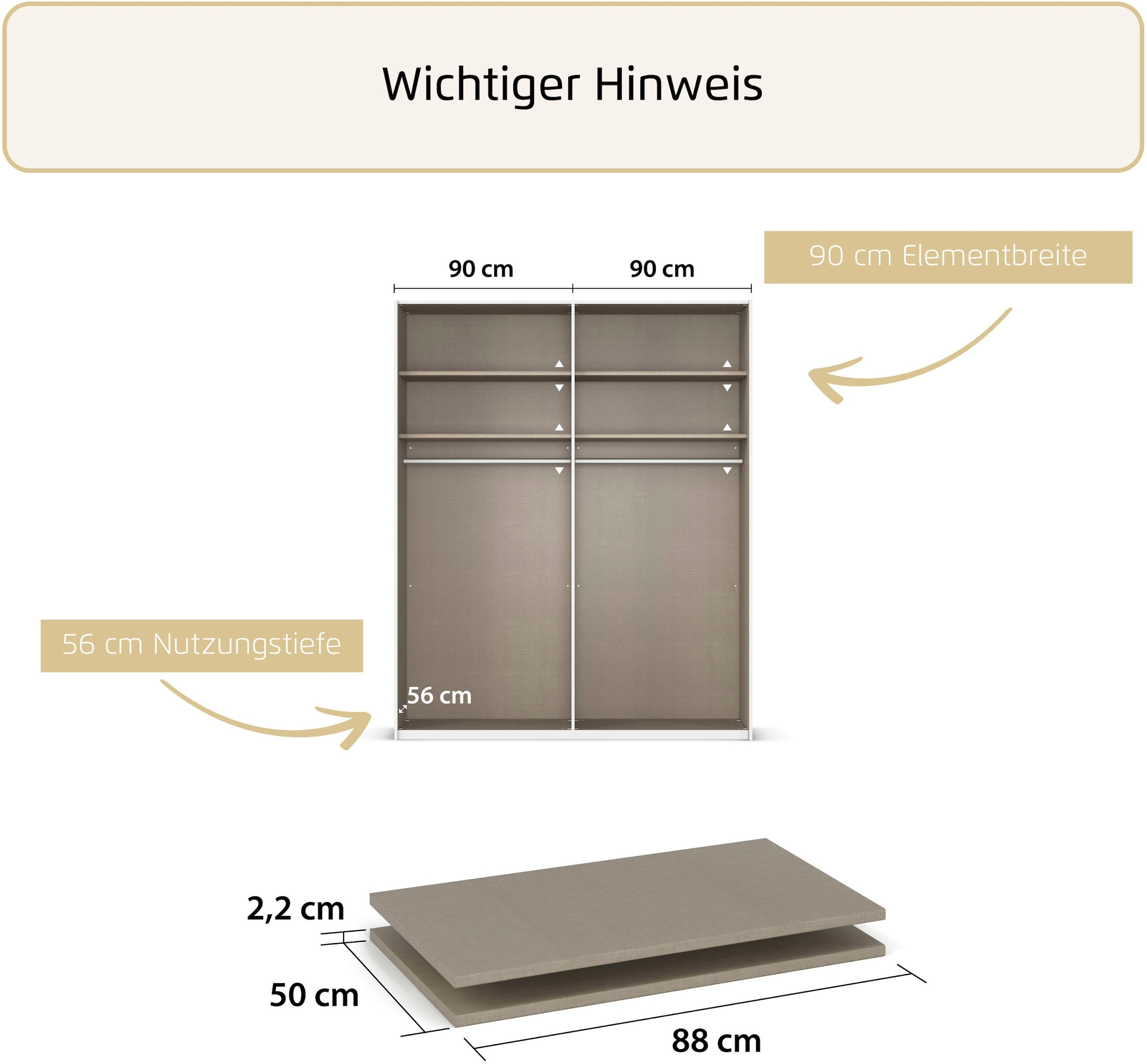 rauch Tablette de rangement »Zubehör für Rauch-Schwebetürenschränke ORANGE« Lot de 2 Largeur 88 cm, profondeur 50 cm