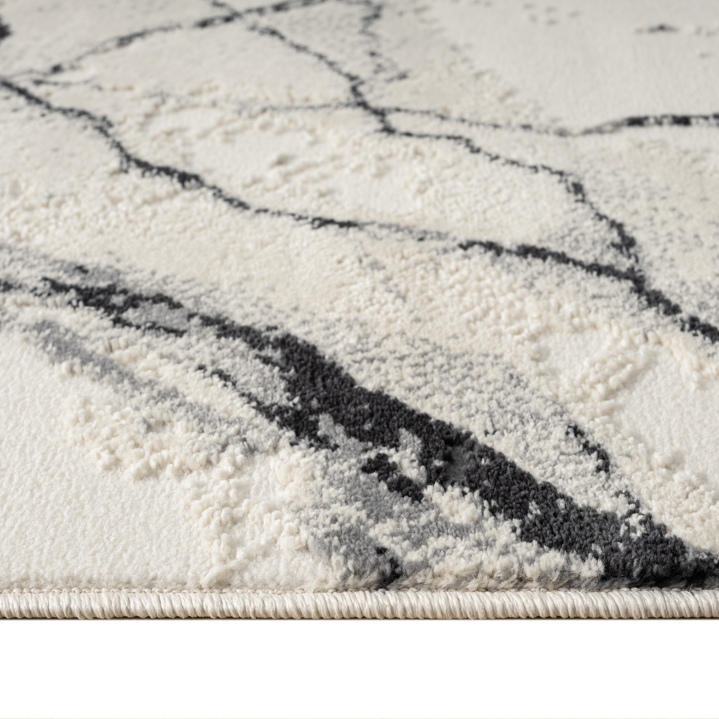 my home Teppich »Zoe,  Hoch-Tief-Struktur« rechteckig 11 mm Höhe mit Fransen, modernes Marmor-Design, Wohnzimmer, Schlafzimmer,