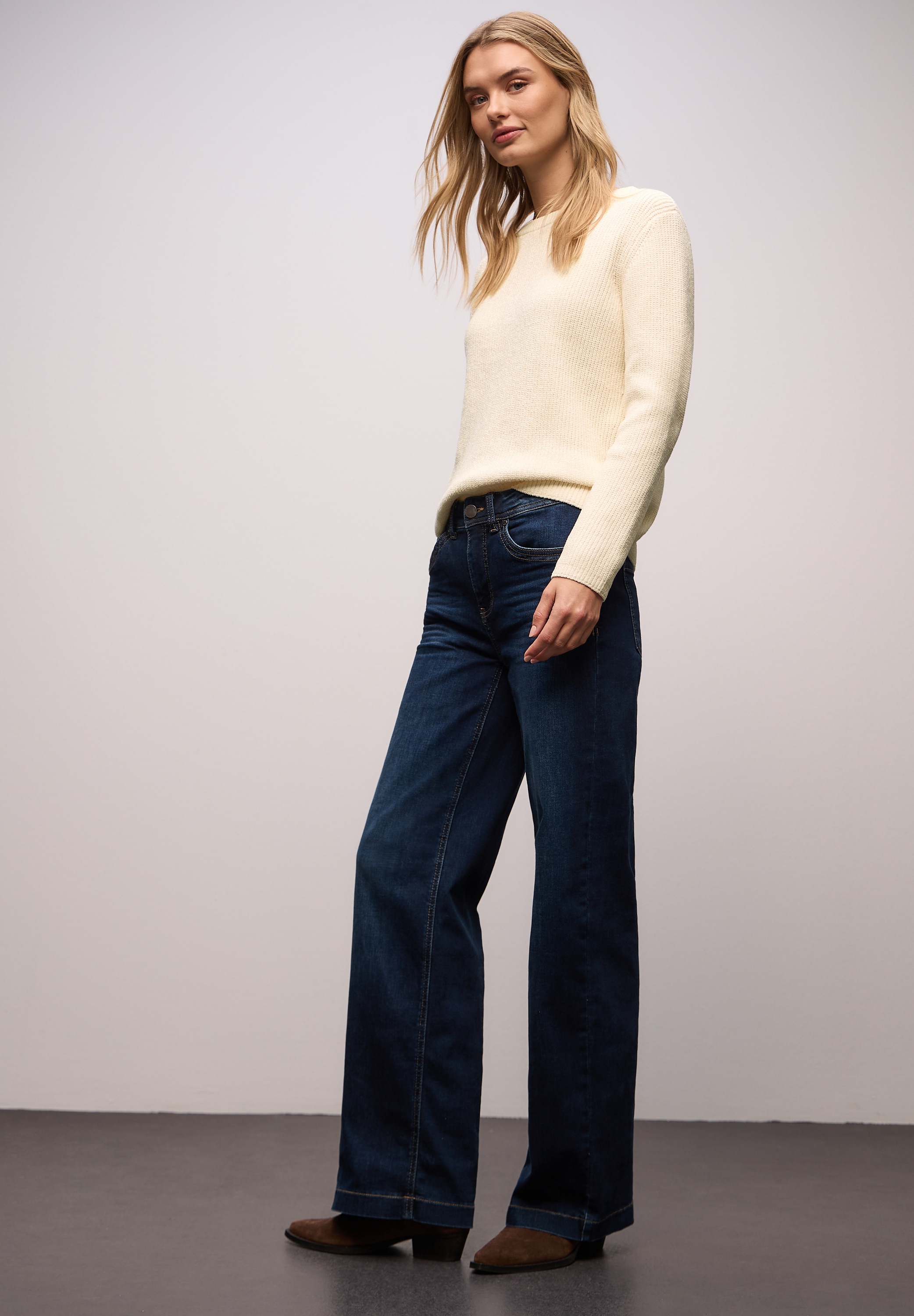 STREET ONE Pull en tricot Chenille Pullover mit U-Boot-Auschnitt