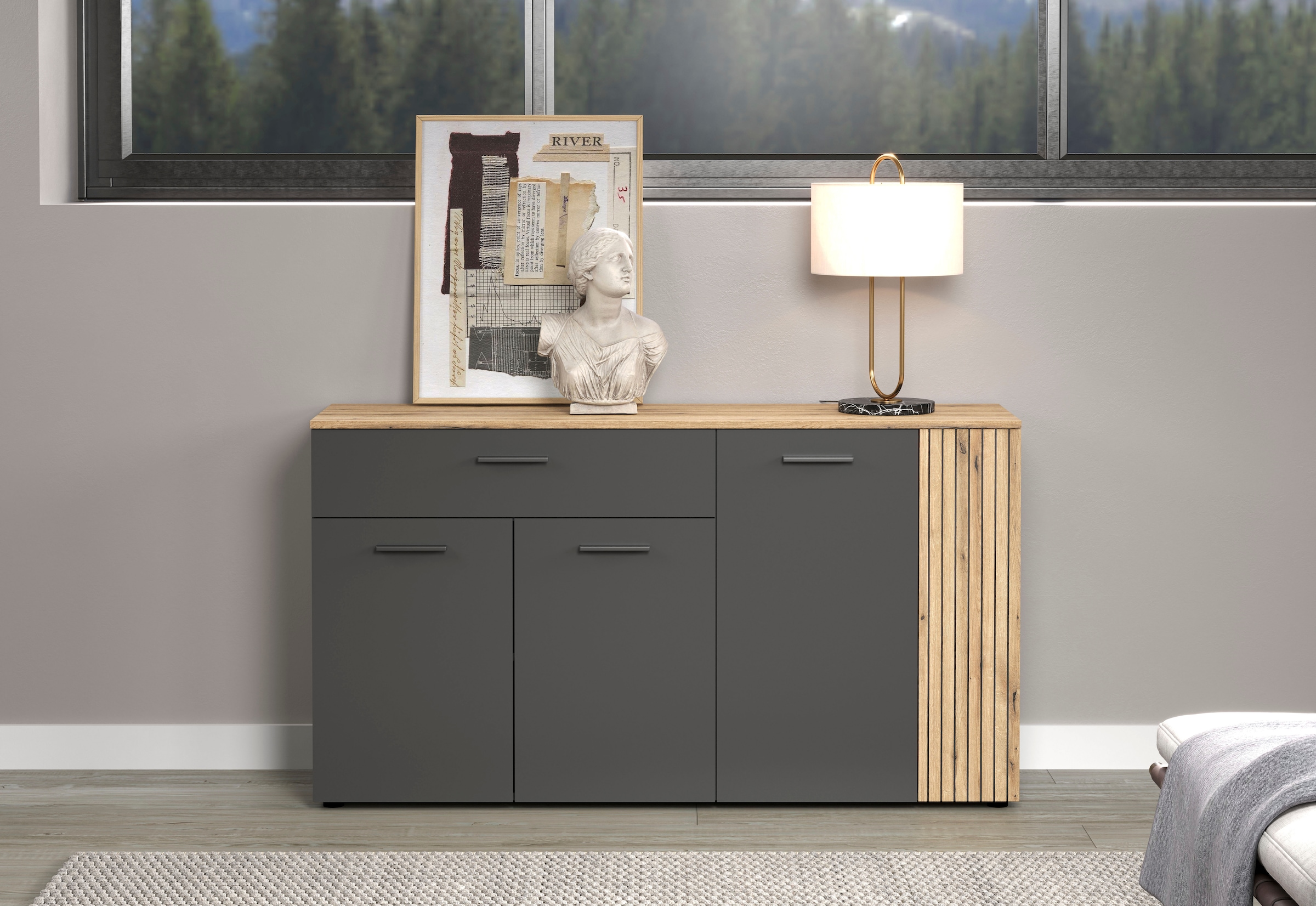 Home affaire Buffet »Estepona« 1 cuis tlg. commode, aspect panneau acoustique ; largeur 150 cm