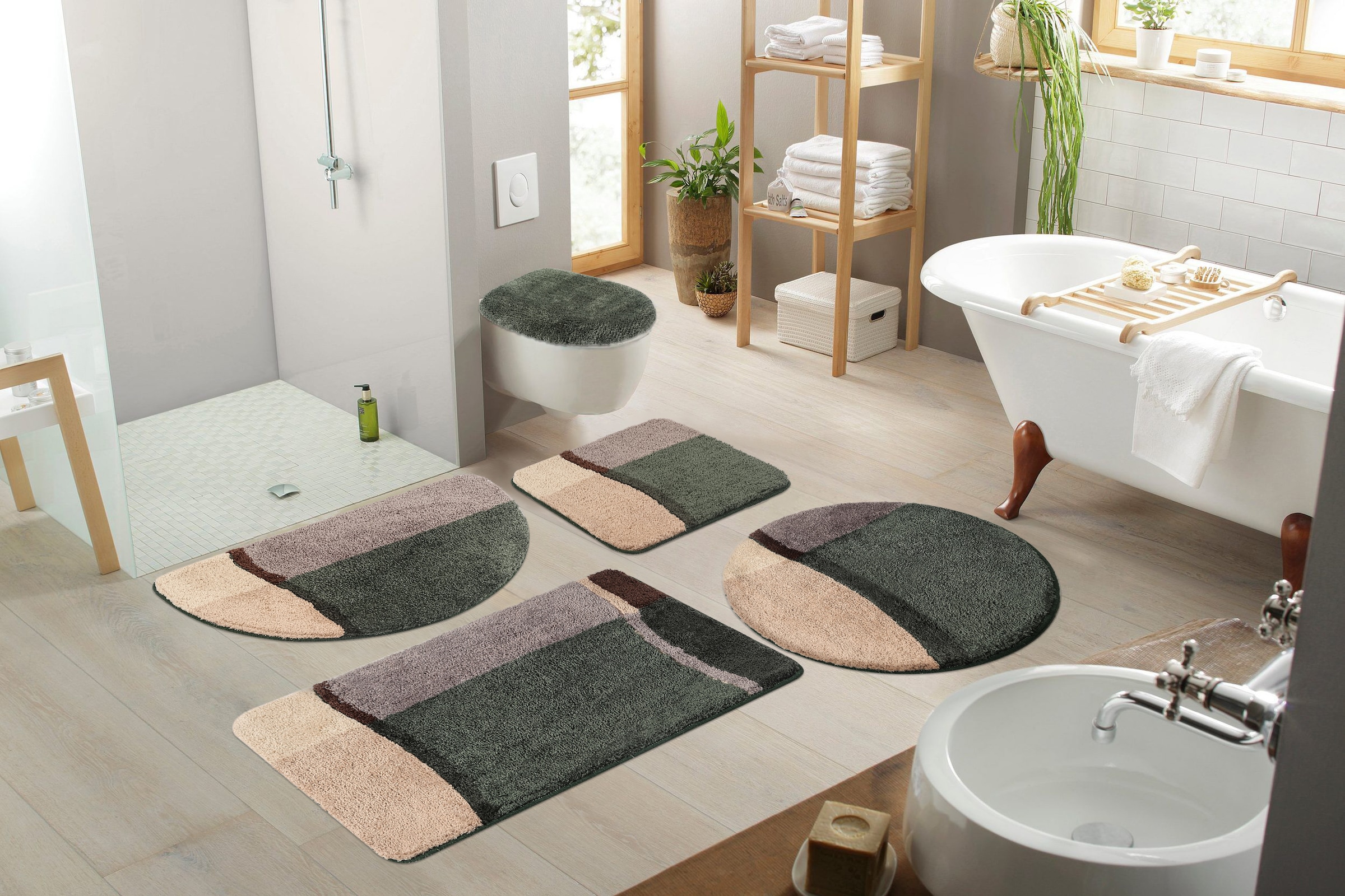 my home Tapis de bain »Belio, Badvorleger, Badezimmer Teppich« Höhe 20 mm Badematte, Badteppich, Badematten auch als 2 tlg. Set erhältlich, bunt