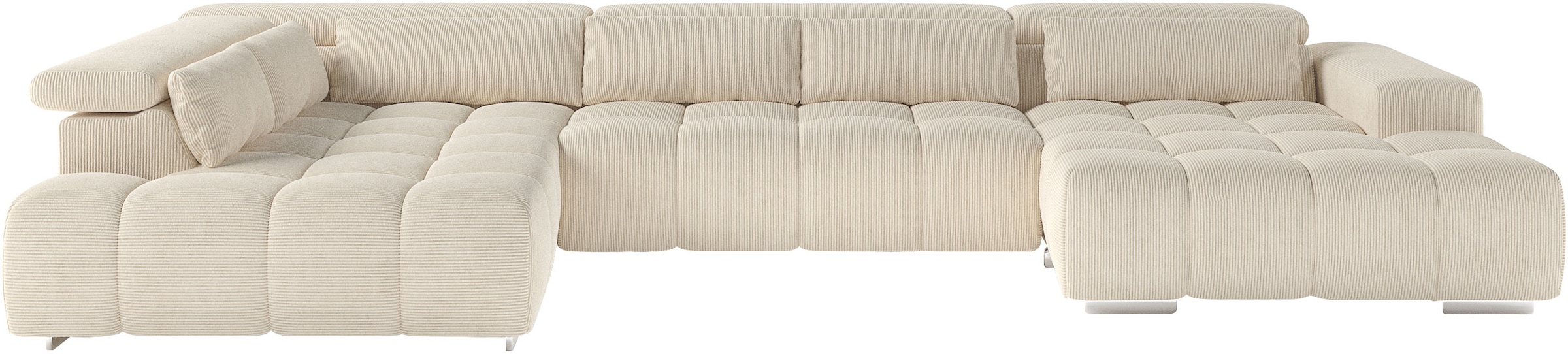 COTTA Paysage de salon »Orion U-Form, B: 409 cm« mit Kopfteilverstellung & 6 Nierenkissen