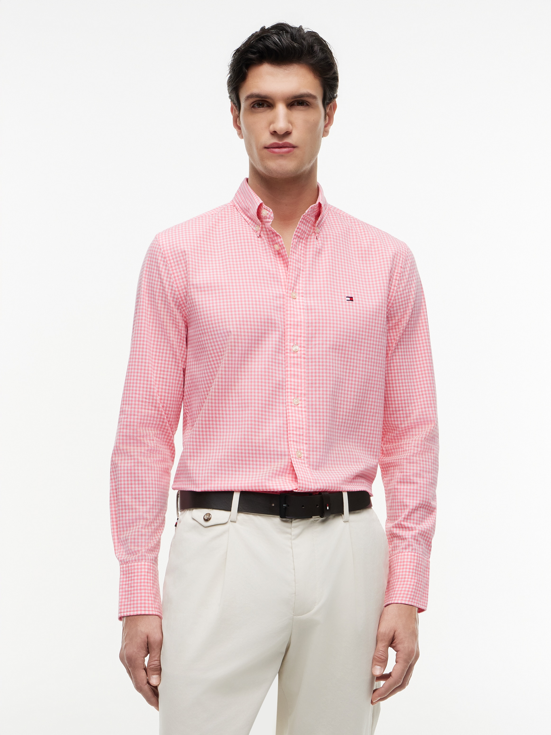 Tommy Hilfiger Chemise à manches longues »FLEX POPLIN GINGHAM SHIRT« Coupe régulière en coton Flex Gingham