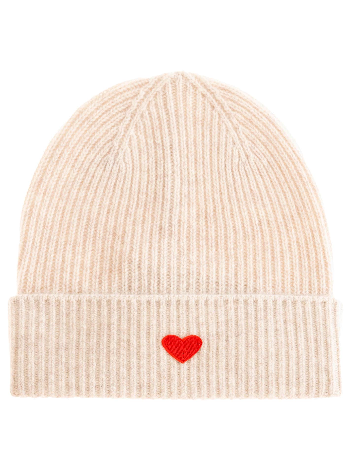 Zwillingsherz Beanie »Beanie with Heart-Patch« Rippstrick, mit breitem Umschlag, wärmend