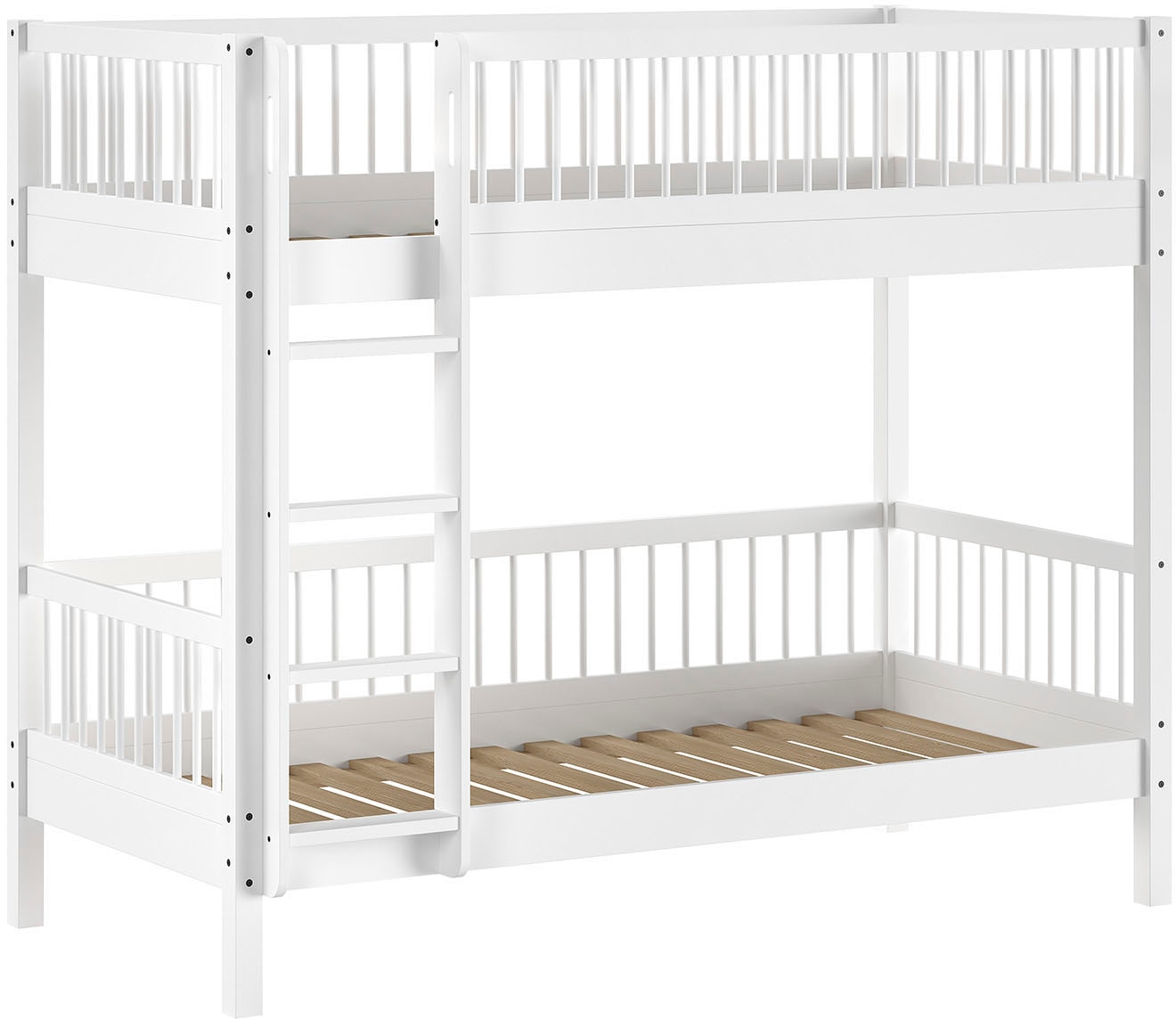 Vipack Lit superposé »Buche massiv weiss, Made in Europe, langlebige Qualität« L/H/P env. 208x176x98 cm, avec échelle, protection anti-chute sur tout le pourtour supérieur,  2 sommiers à lattes, au choix avec ou sans tiroir de lit