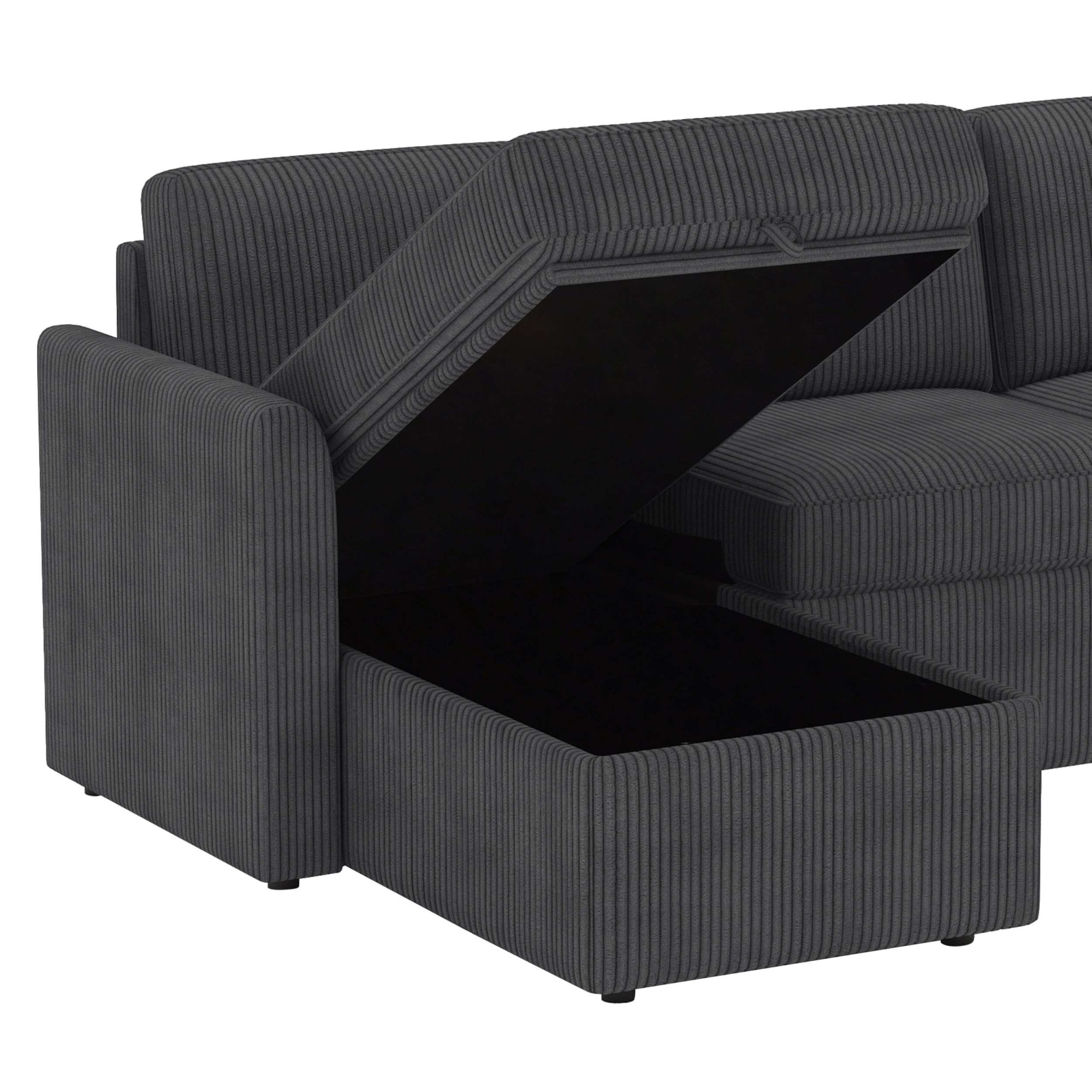 Dorel Home Canapé d'angle »NORDHUS, L-Form, 200 cm, Recamiere rechts/links montierbar« avec rangement, revêtement en velours côtelé doux