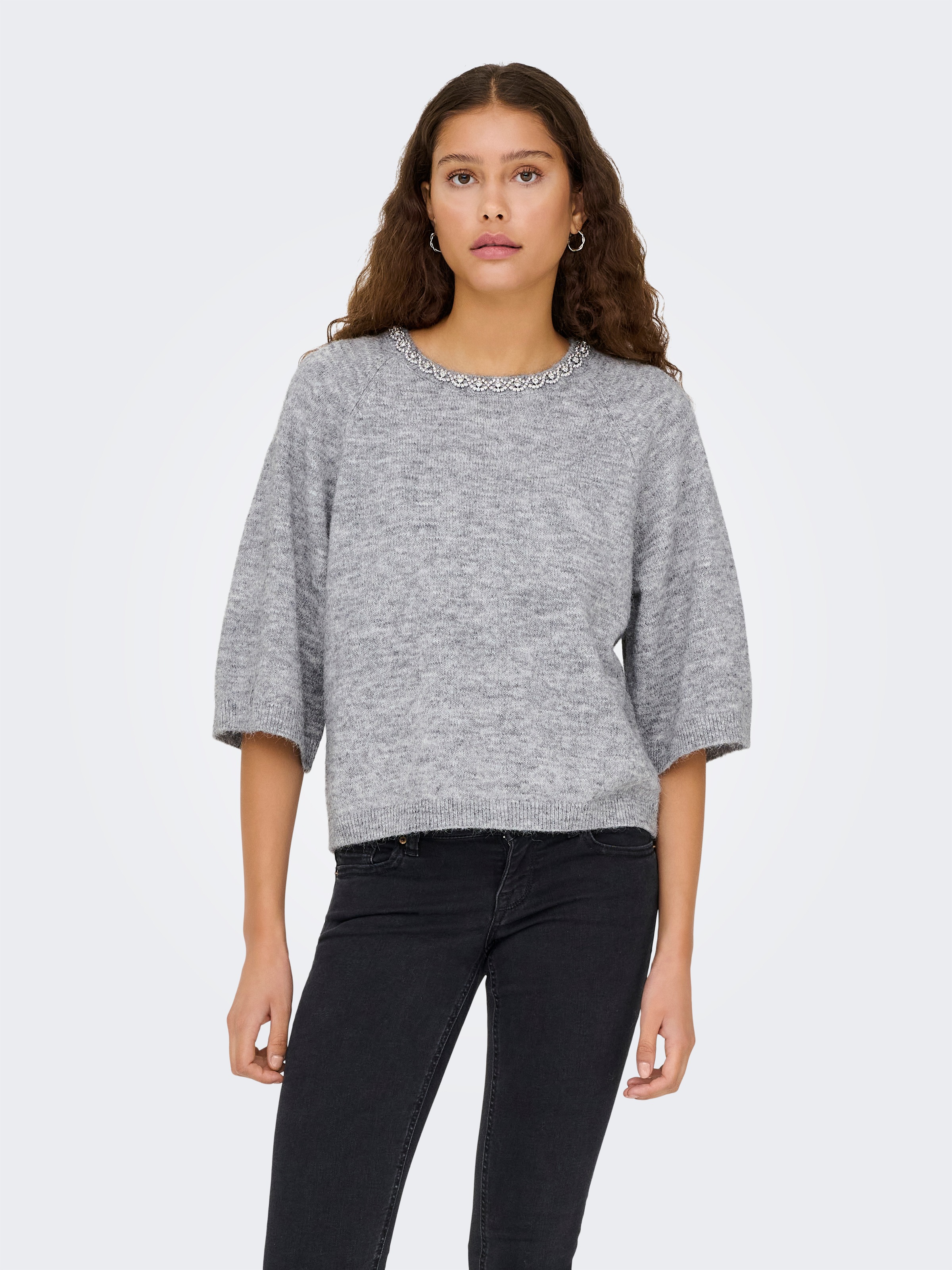 JDY Pull en tricot »JDYALVA LIFE 3/4 EMBELLISH PULL KNT NOOS« mélange de matériaux