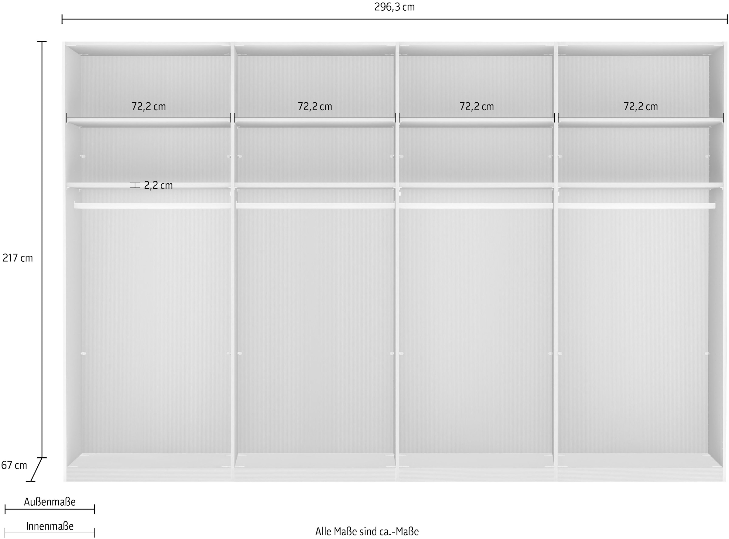 WIEMANN Schwebetürenschrank »Monaco« hochwertige Glas- und Spiegelfront