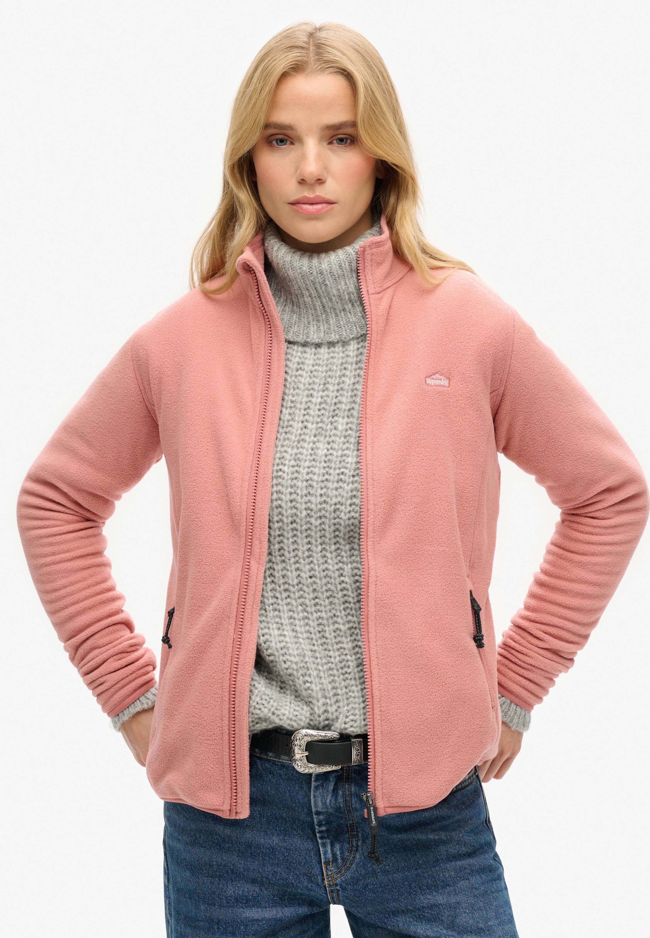 Superdry Fleecejacke »POLAR FLEECE FULL ZIP« ohne Kapuze