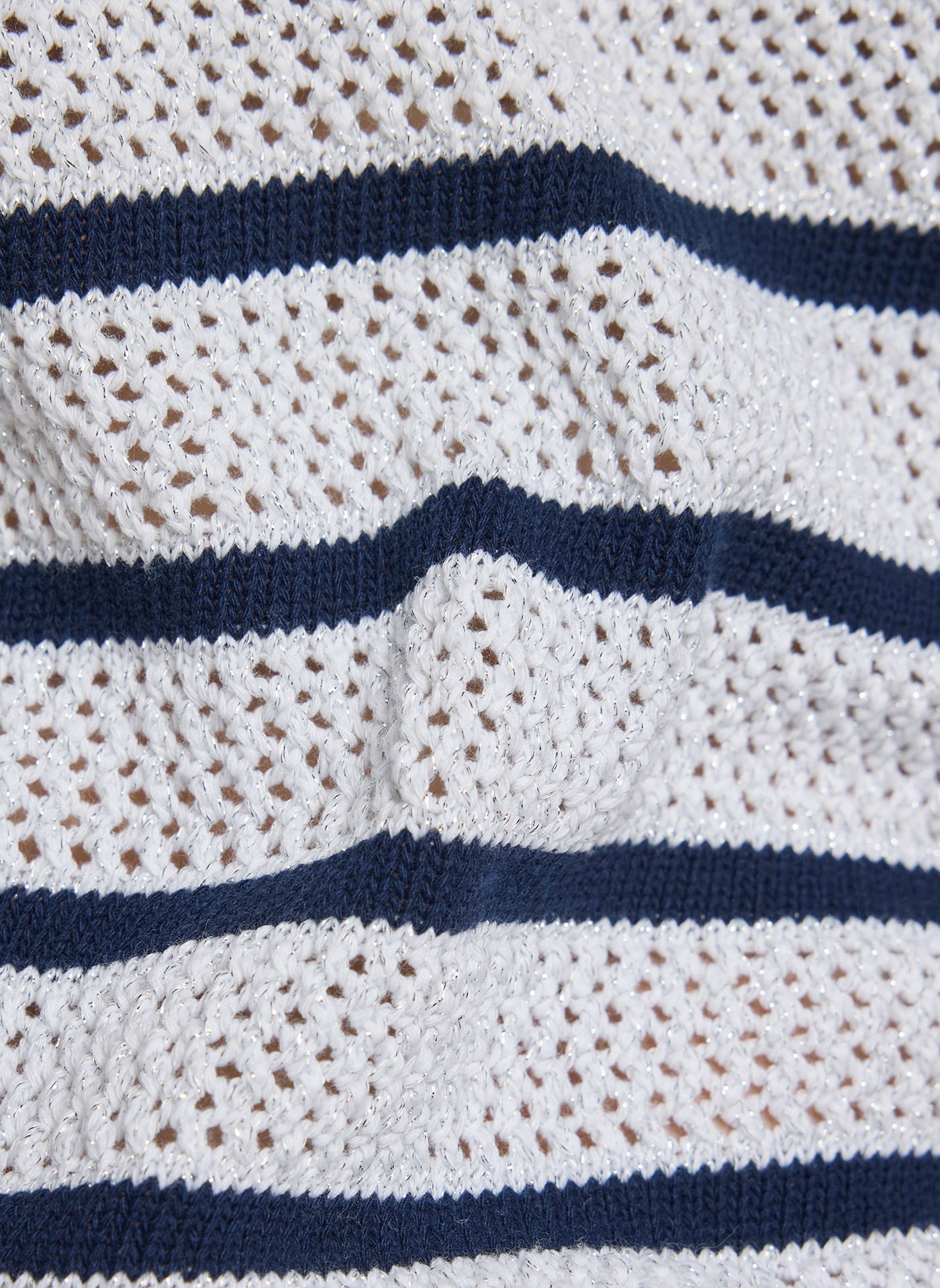 Rabe Pull en tricot Halbarm-Strickpullover mit Streifen und im Häkel-Look