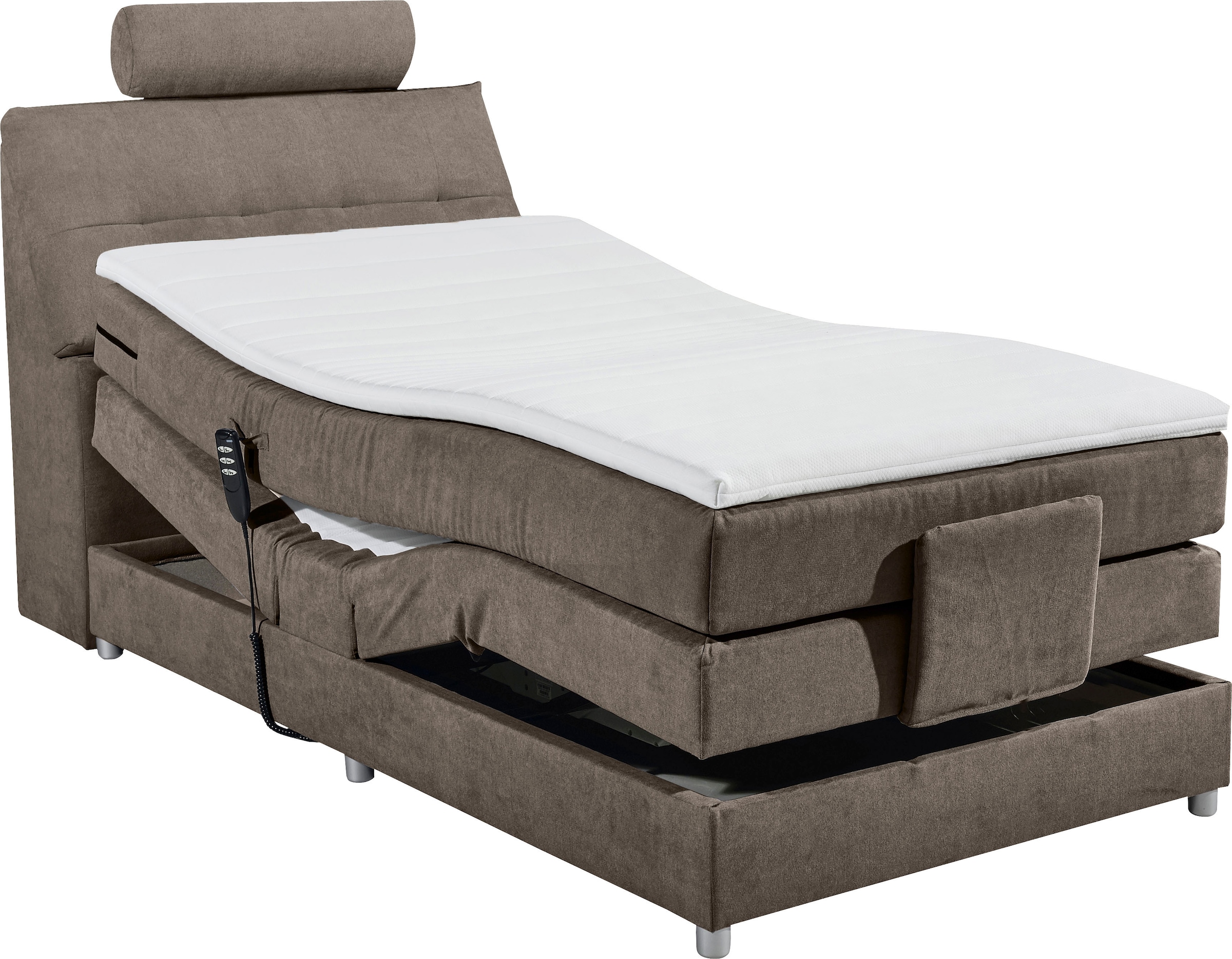 ED EXCITING DESIGN Lit boxspring »Palermo« incl. moteur, topper, appuie-tête et espace de rangement dans la tête de lit