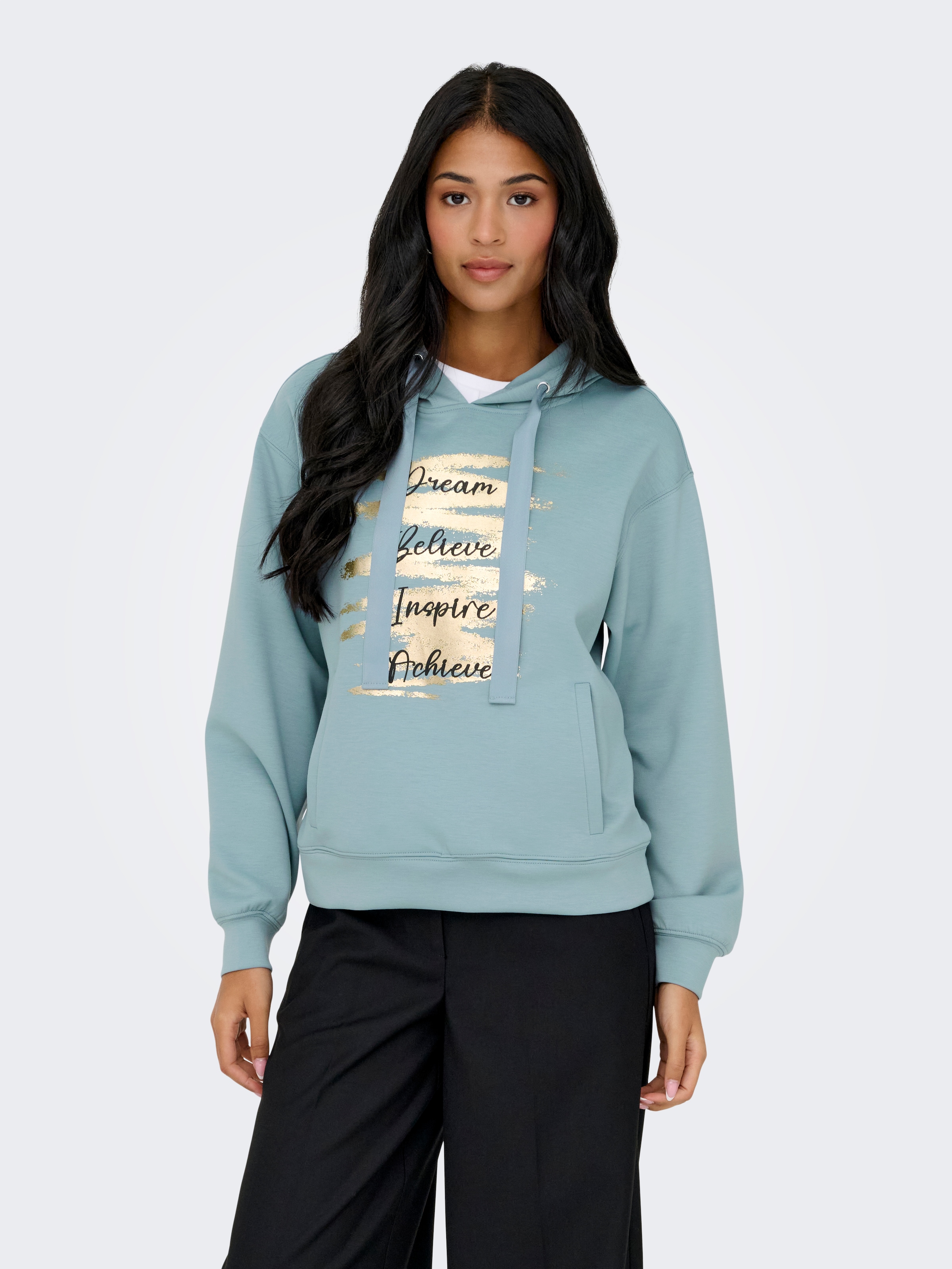 ONLY Kapuzensweatshirt »ONLALINA LIFE L/S PRINT HOOD SWT«
