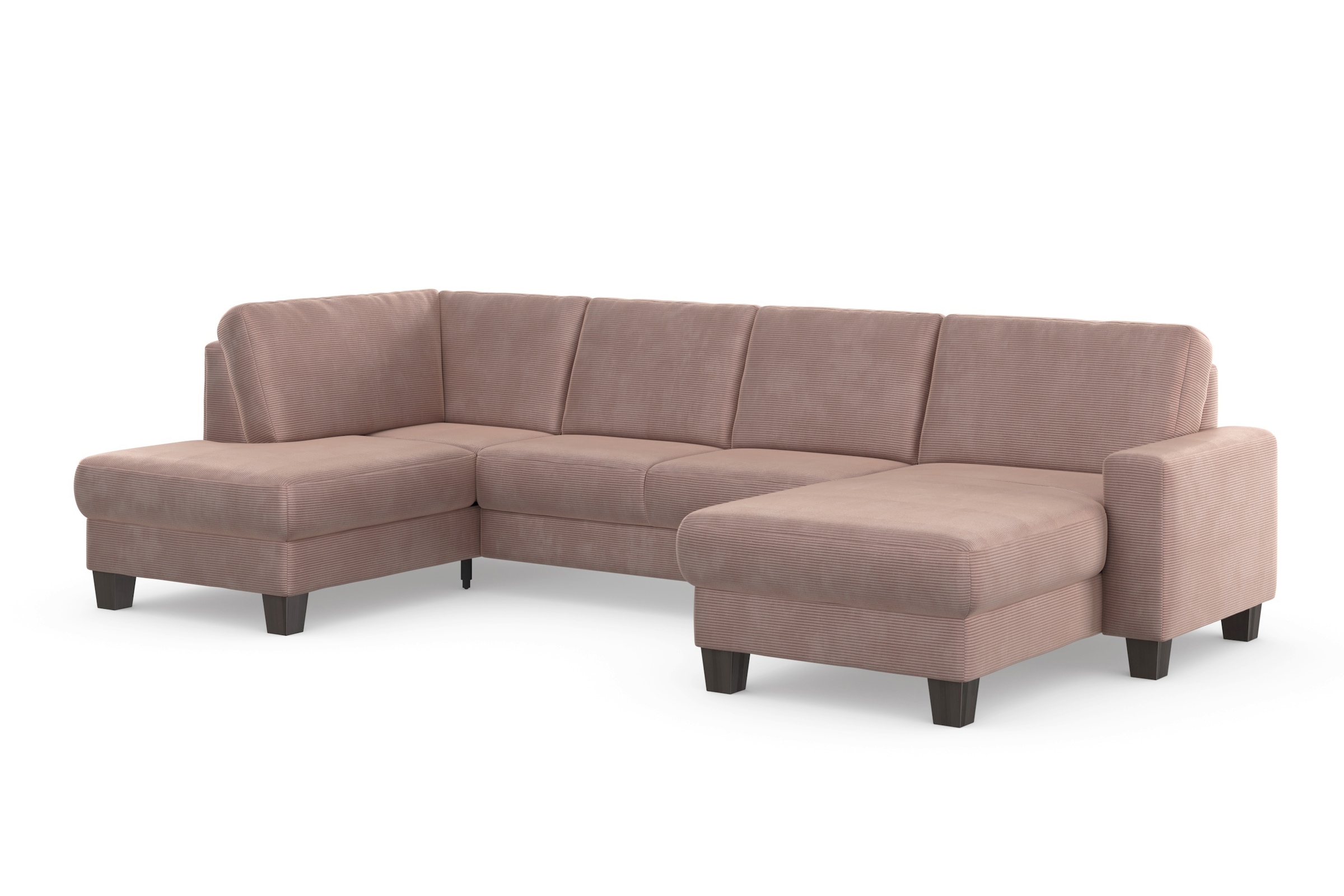 Home affaire Wohnlandschaft »Summer U-Form« mit oder ohne Bettfunktion und Bettkasten, wengefarbene Holzfüsse