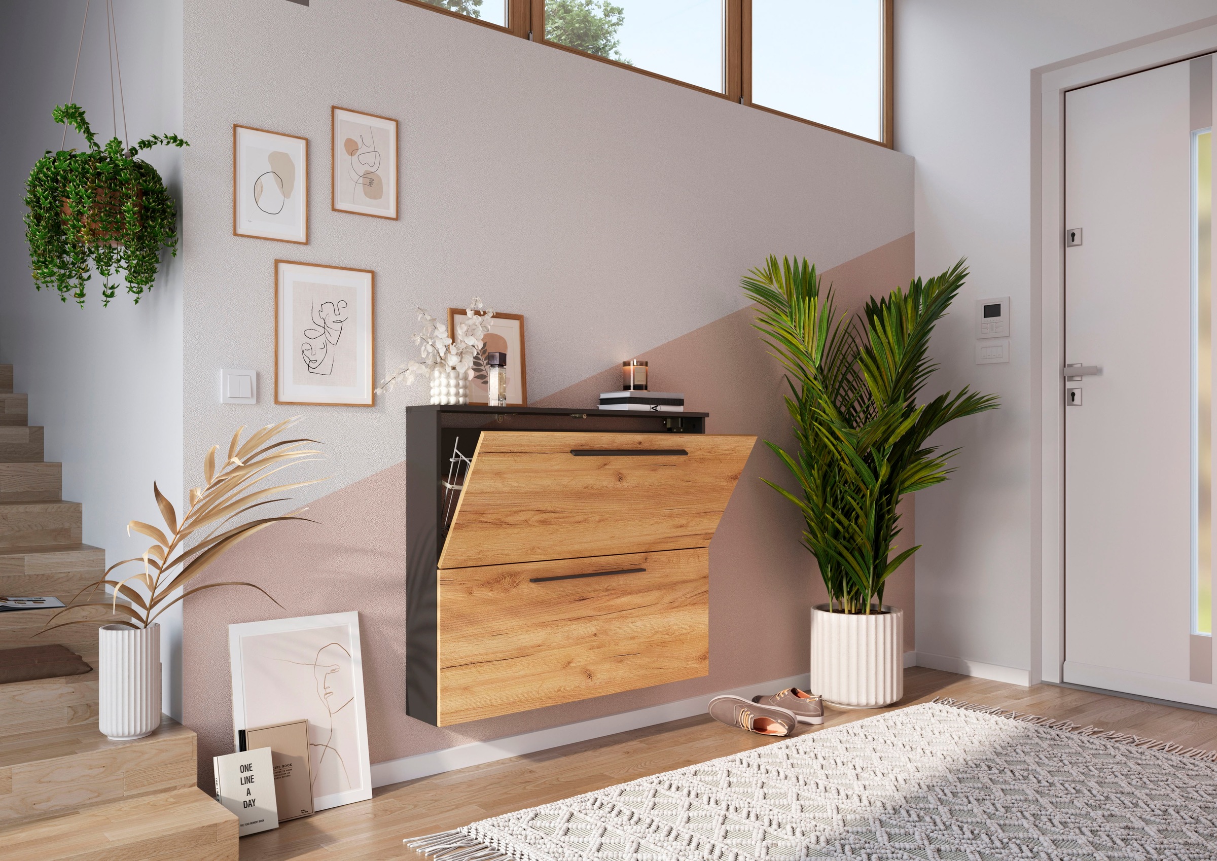 GERMANIA Schuhschrank »GW-Utah Schuhschrank in 2 Breiten, mit 2 oder 3 Klappen,« stehend und hängend montierbar