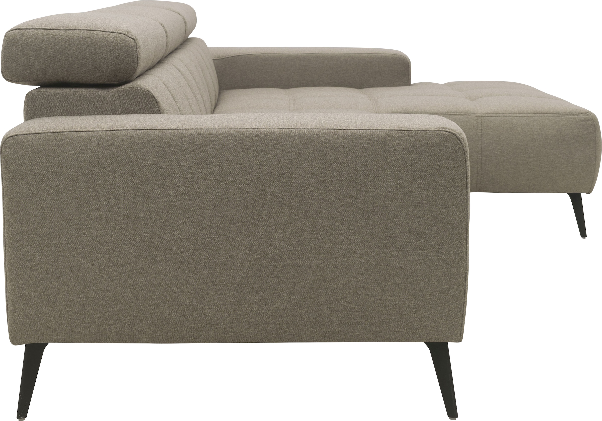 DOMO collection Ecksofa »Trento L-Form, mit Kufenfuss oder Einzelfuss« wahlweise mit Kopfteilverstellung, Recamiere links/rechts bestellbar