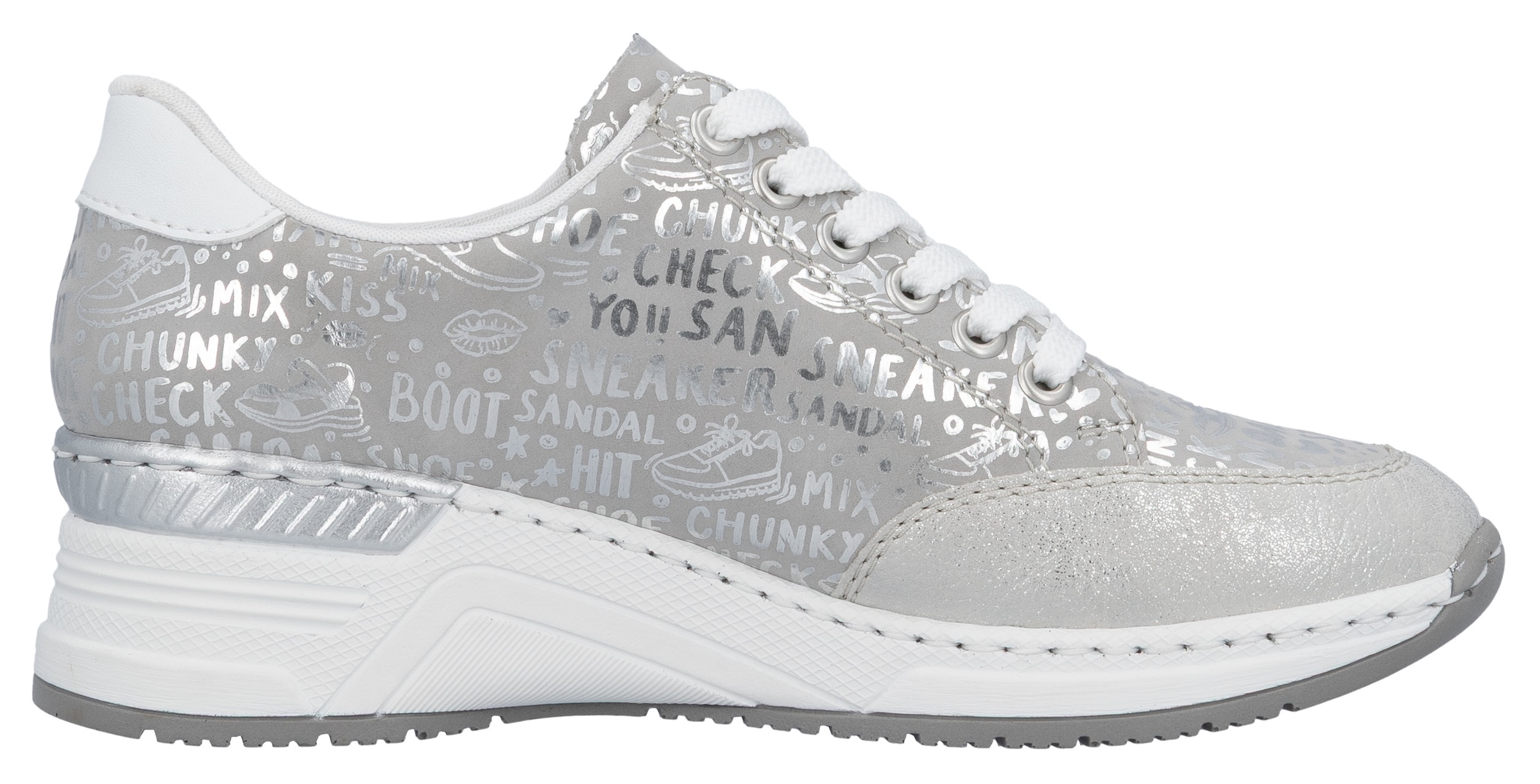 Rieker Sneakers  mit Lettern bedruckt, Freizeitschuh, Halbschuh, Schnürschuh