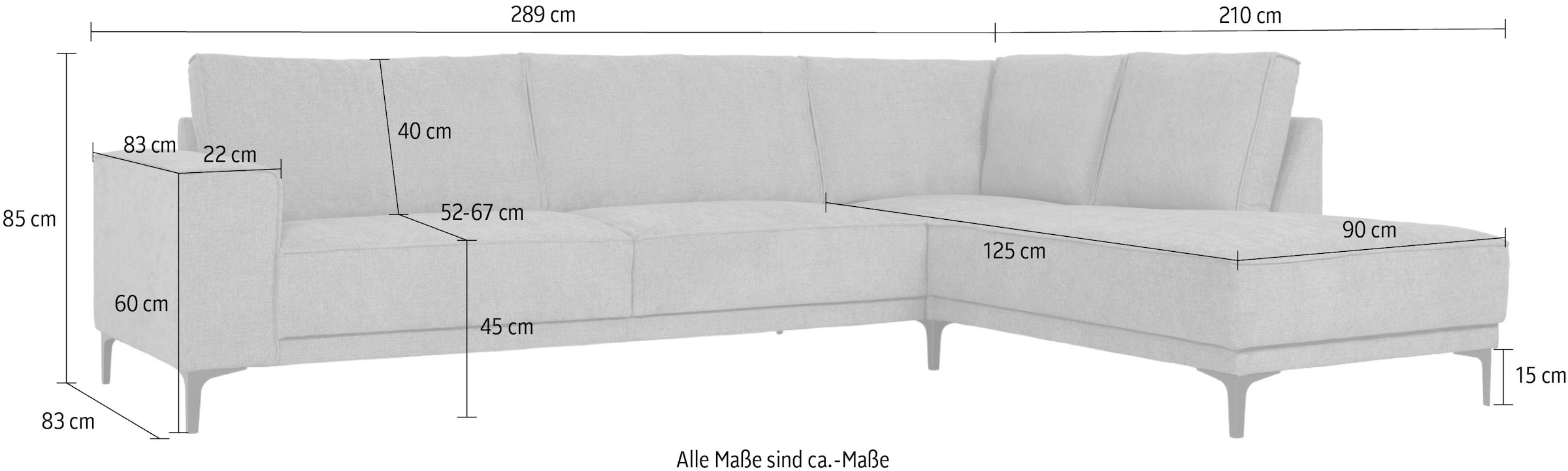 GOODproduct Ecksofa »OLAND L-Form, B: 289 cm, Skandi-Design, Chenille-Bezug« Struktur, Flachgewebe, Luxus-Microfaser, Boucle